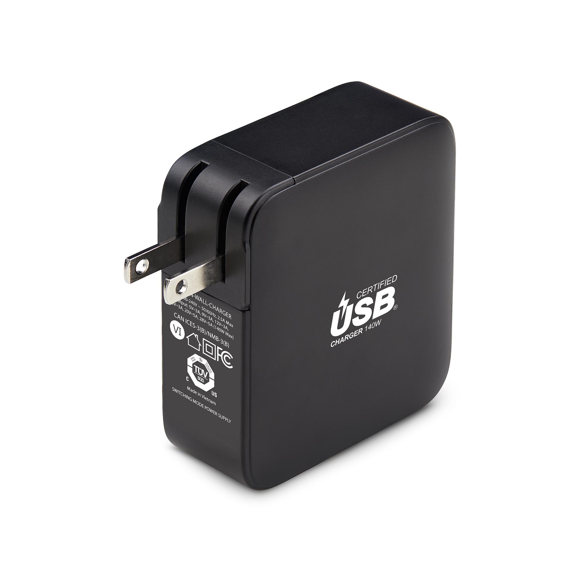 StarTech.com 140W PD 3.1 USB-C USB-IF Certified Portable GaN Wall Charger