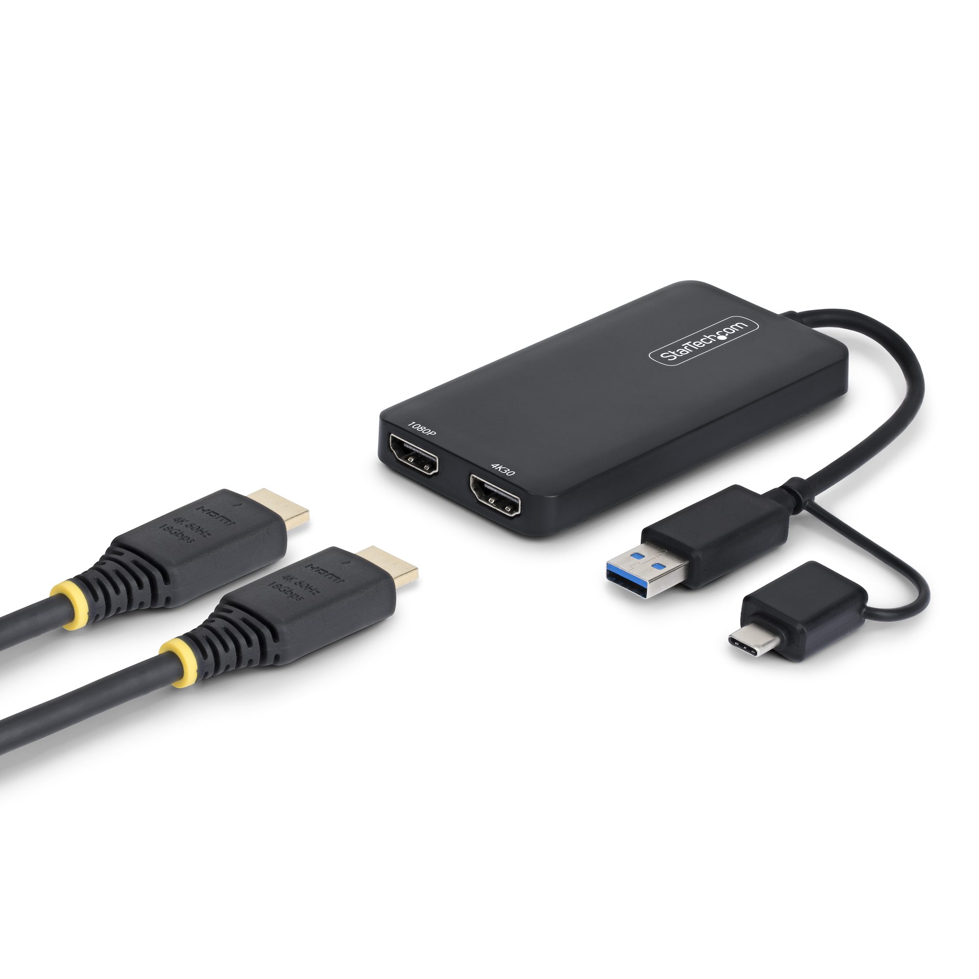 USB - HDMI変換アダプター／USB-C & A接続／2画面（1x 4K30Hz + 1x