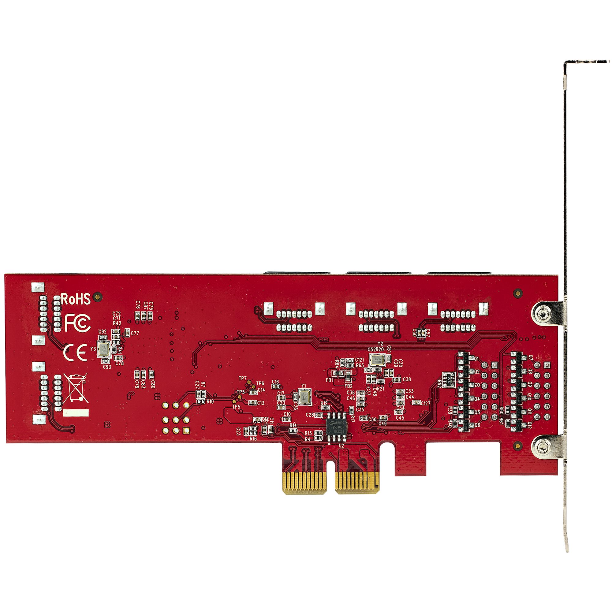 SATA 10ポート増設PCI Express インターフェースカード／6Gbps／ロープロファイル &  フルサイズPCI対応／SATAスタックコネクタ／RAIDなし ASM1062チップ搭載／SATA PCIe拡張ボード