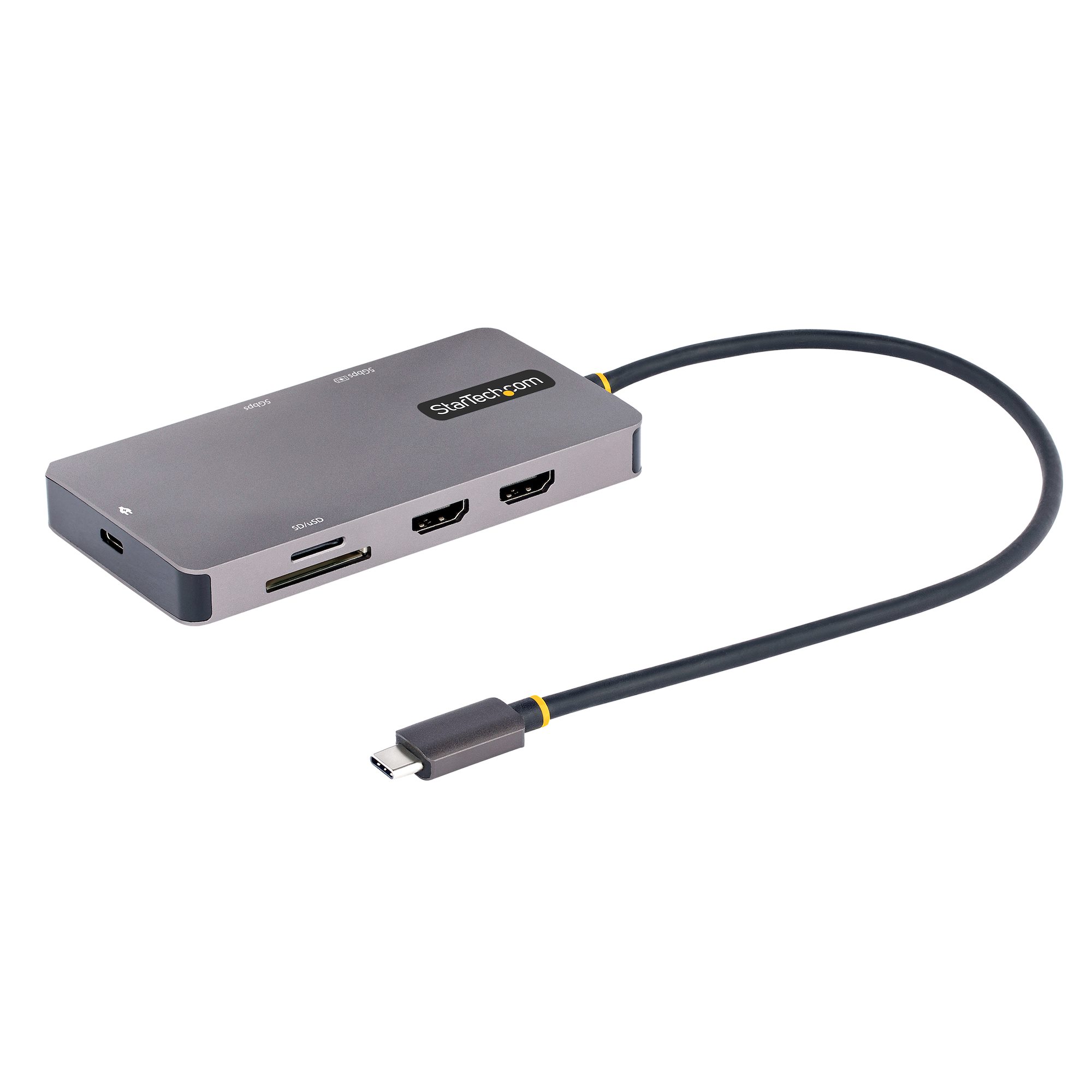 マルチポートアダプター／USB Type-C接続／デュアルモニター／4K60Hz HDMI／100W USB PD／2x  USB-Aハブ（5Gbps）／GbE／SD & MicroSDカードリーダー／各種OS対応／30cmケーブル／タイプC変換多機能ハブ