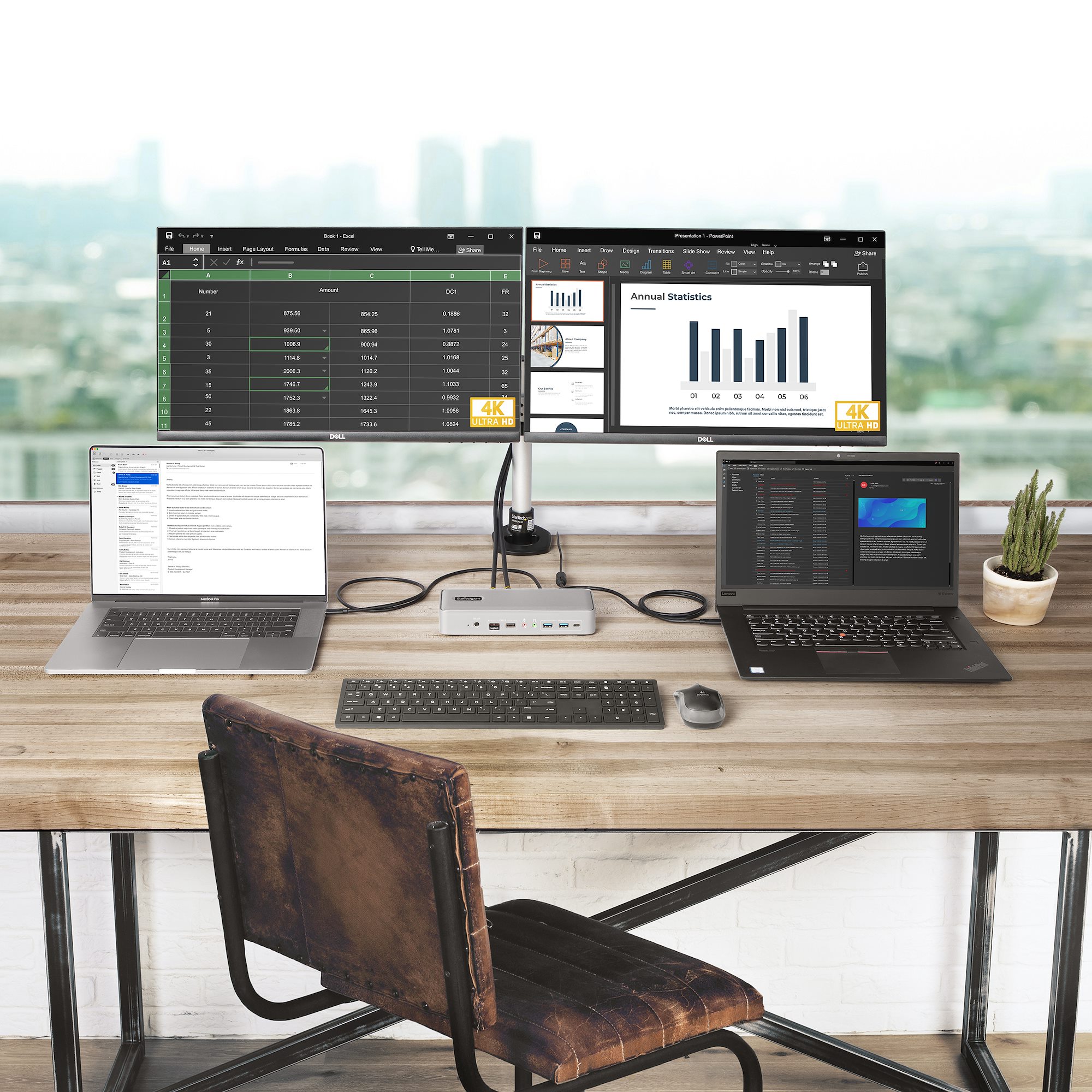 Share a dual 4K 60Hz workstation between two laptop computers