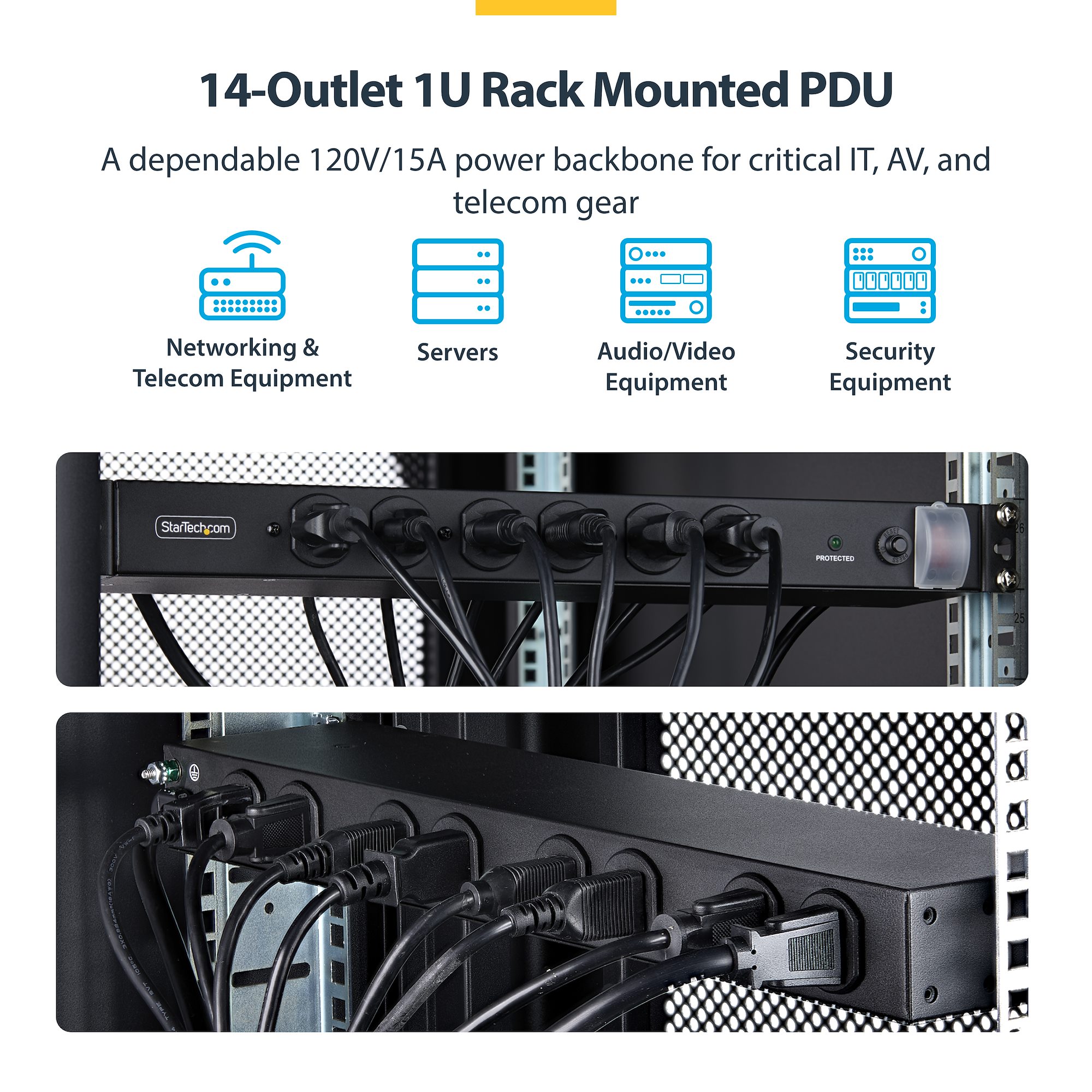 Add fourteen power outlets to a 19in server rack or cabinet