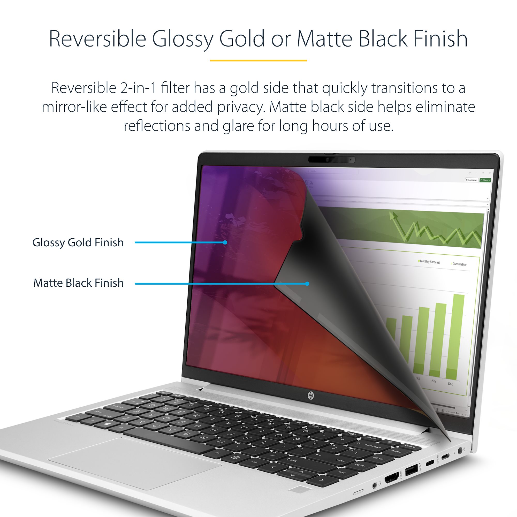 13.3in Privacy Filter voor Laptop, Anti-Glans Privacy Scherm voor 16:9 Breedbeeld Displays, Laptop Monitor Screen Protector met 51% Blue Light Blocking, Omkeerbare Matte/Glanzende Zijden (133L-PRIVACY-SCREEN) - België