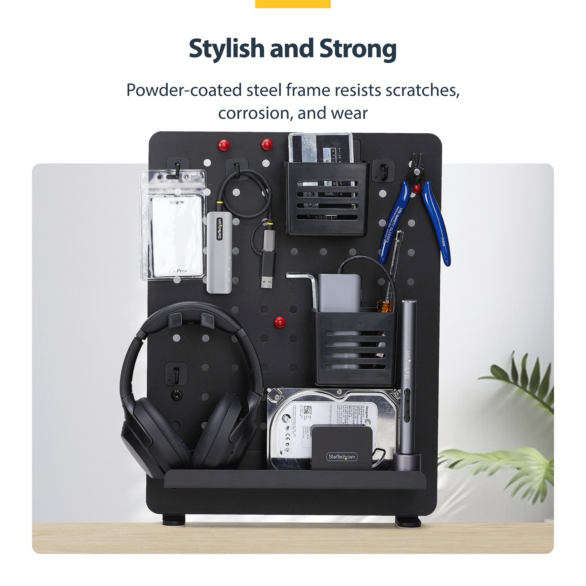 Panneau Mural Perforé En Acier 120 X 60 Cm Porte-outils Avec 17 Accessoires