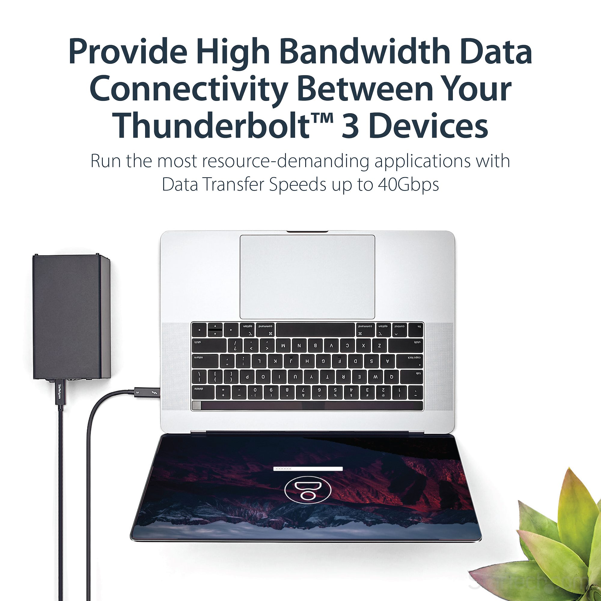 Thunderbolt 3 ケーブル 2m 40Gbps 100W USB PD対応