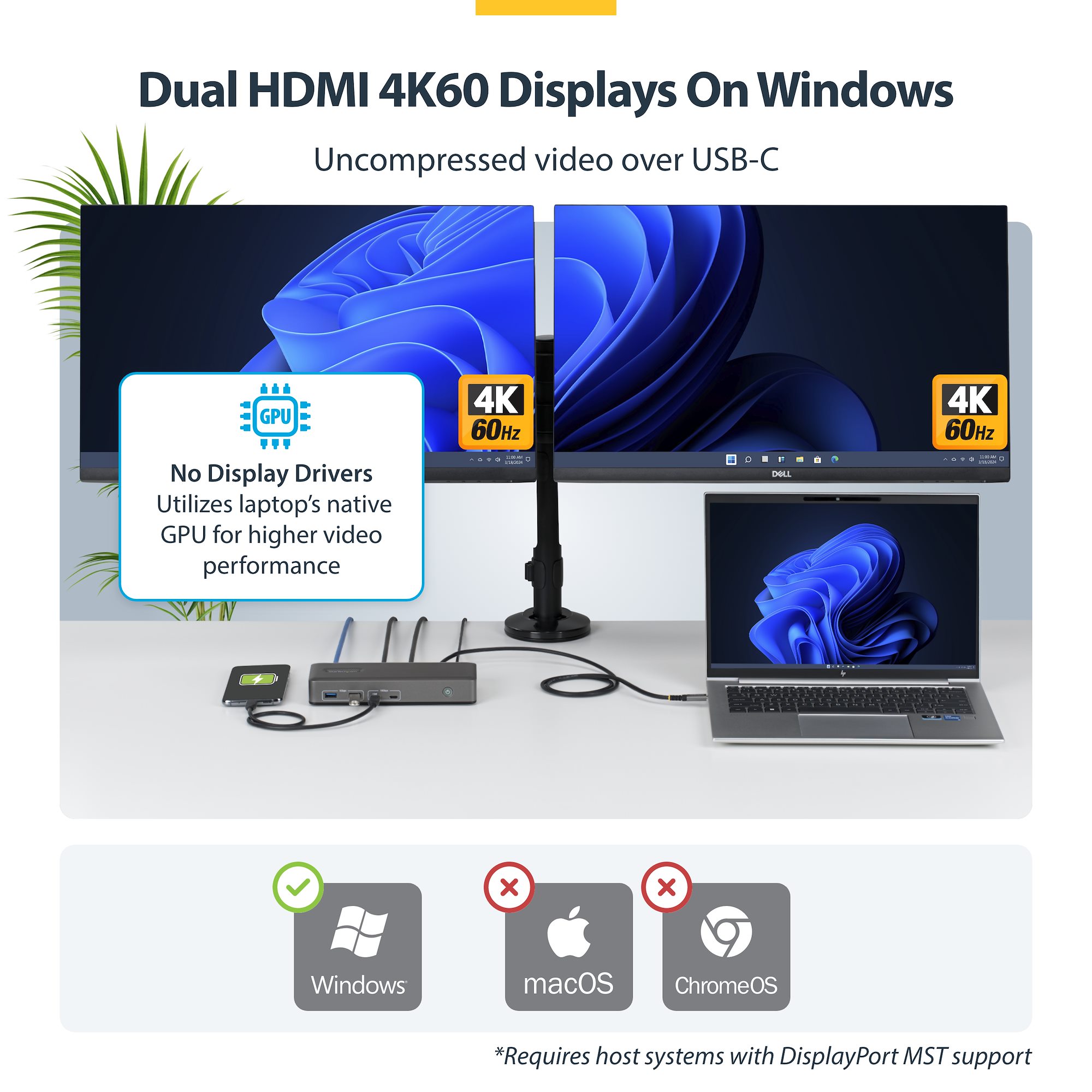 ドッキングステーション/USB-C接続/2画面/4K60Hz HDMI/100W PD/2x ドッキングステーション/USB-C接続/2画面/4K60Hz HDMI/100W PD/2x