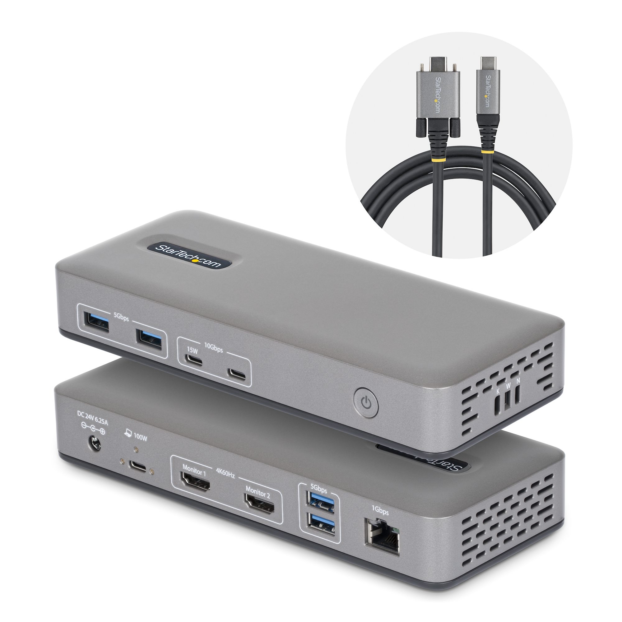 ドッキングステーション／USB-C接続／2画面／4K60Hz HDMI／100W PD／2x