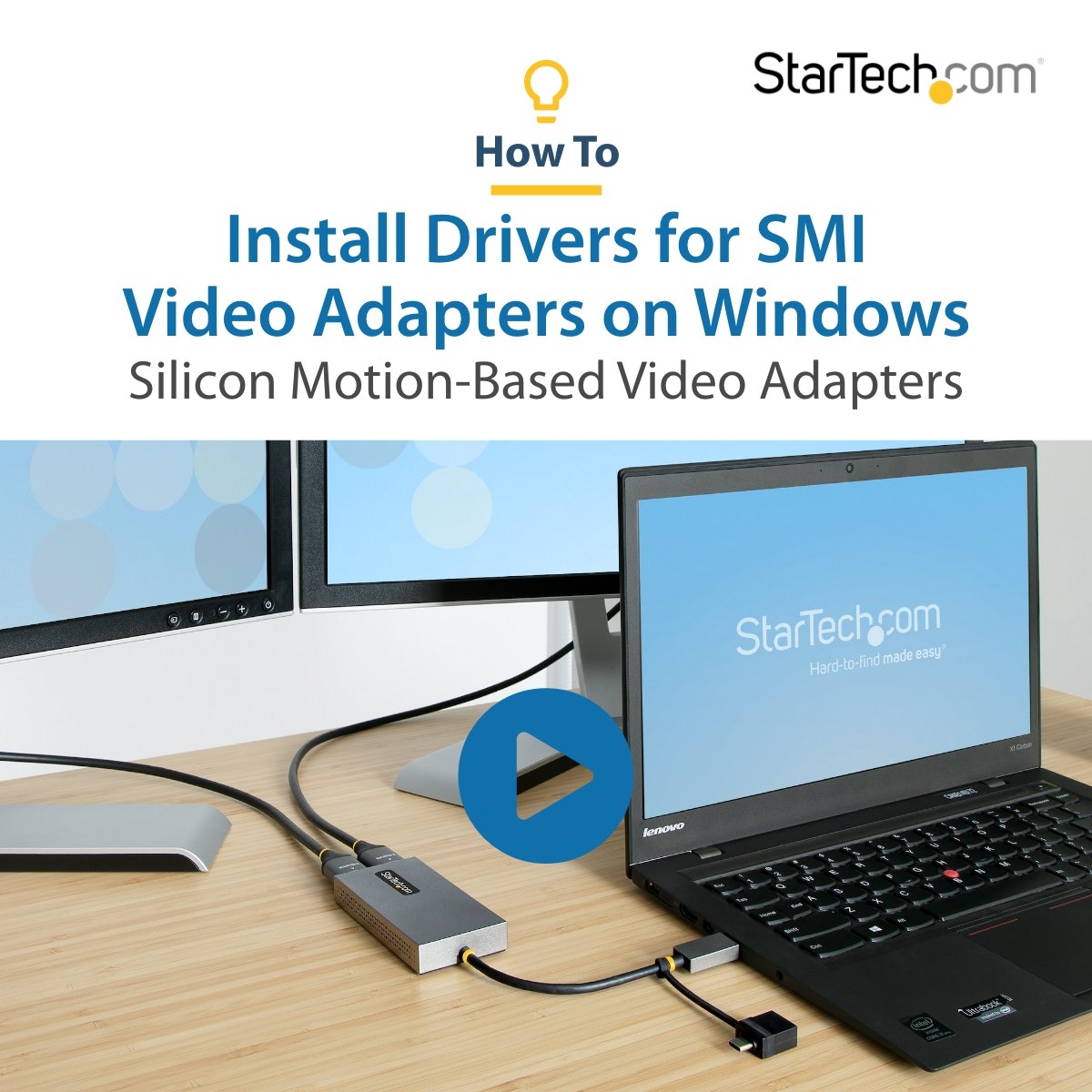 StarTech.com USB to HDMI Display Adapter, External Graphics Card, USB 3.0  Type-A Dual Monitor Adapter, Windows Only - USB32HD2 - Monitor Cables &  Adapters 