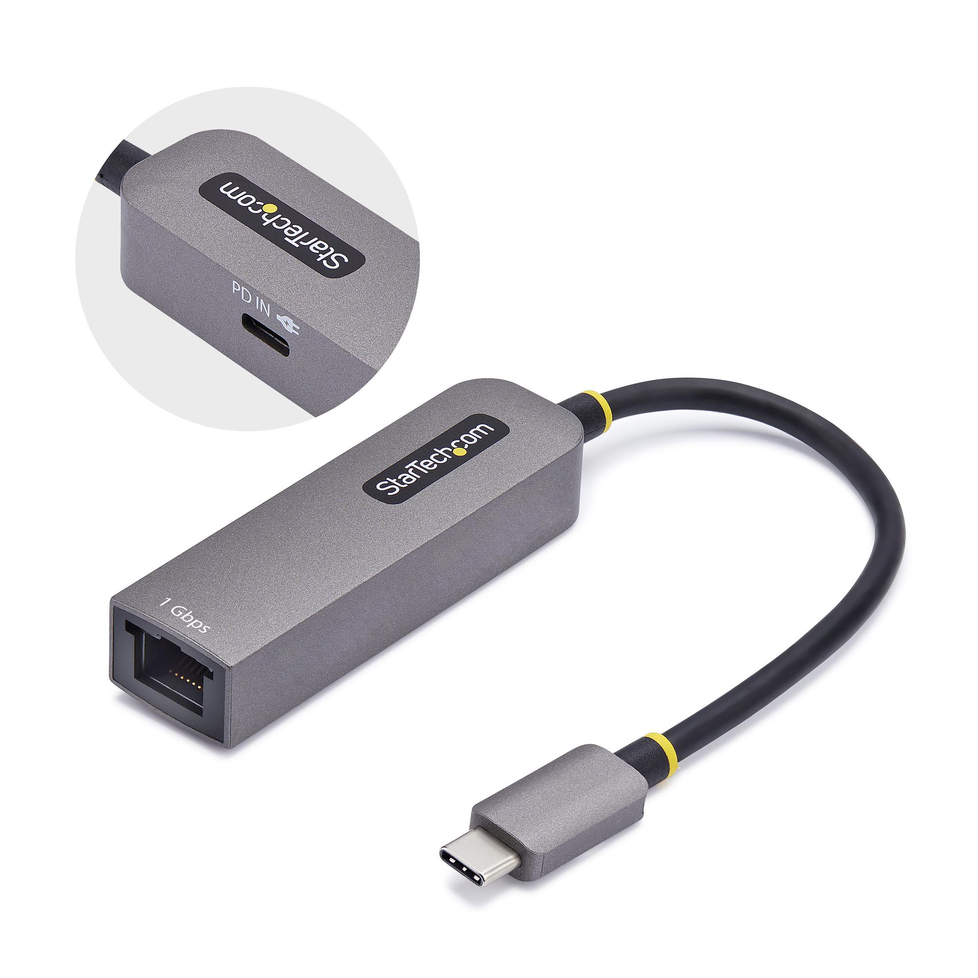 USB-C to Ethernet Adapter, NIC, 100W PD Pass-Through, USB 3.0 Type 