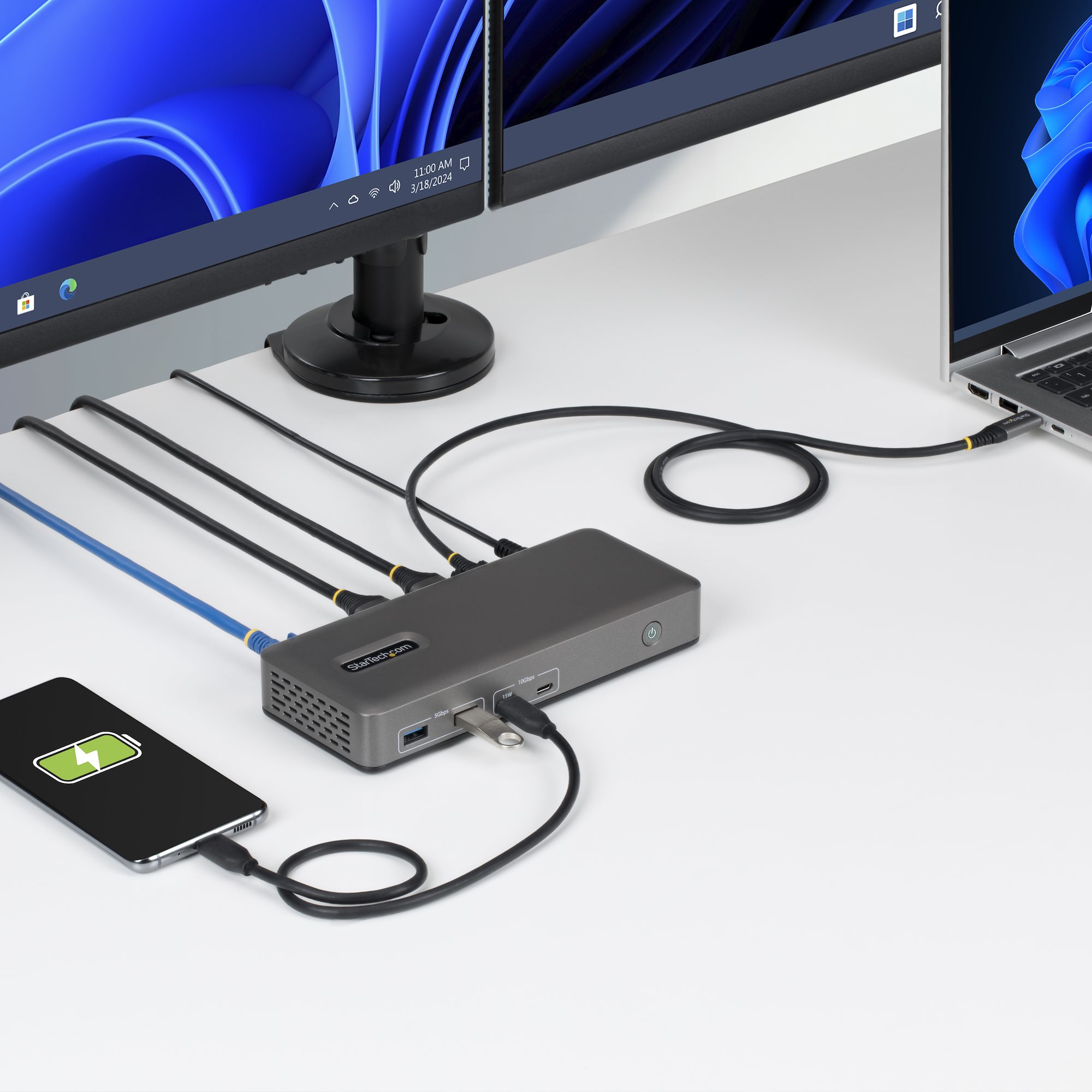 100W PD、LANポート搭載。DisplayPort映像出力に対応した2画面表示と