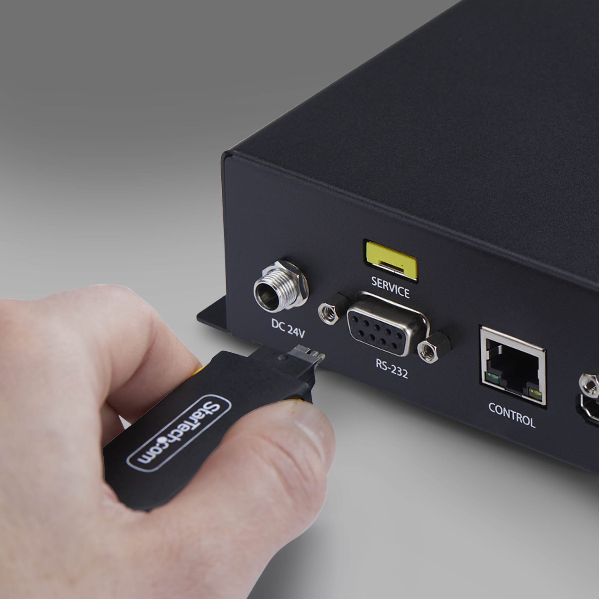 Block access to USB-A ports to deter unauthorized use or tampering