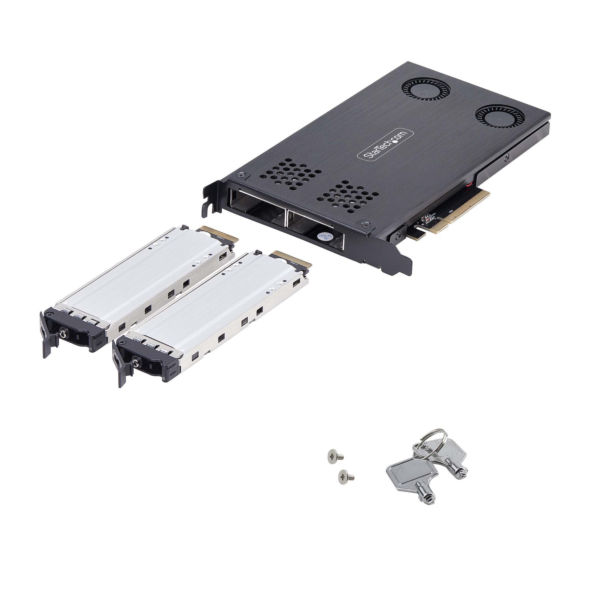 空きPCIe x8以上の拡張スロットを活用し、着脱可能なM.2 NVMeドライブ