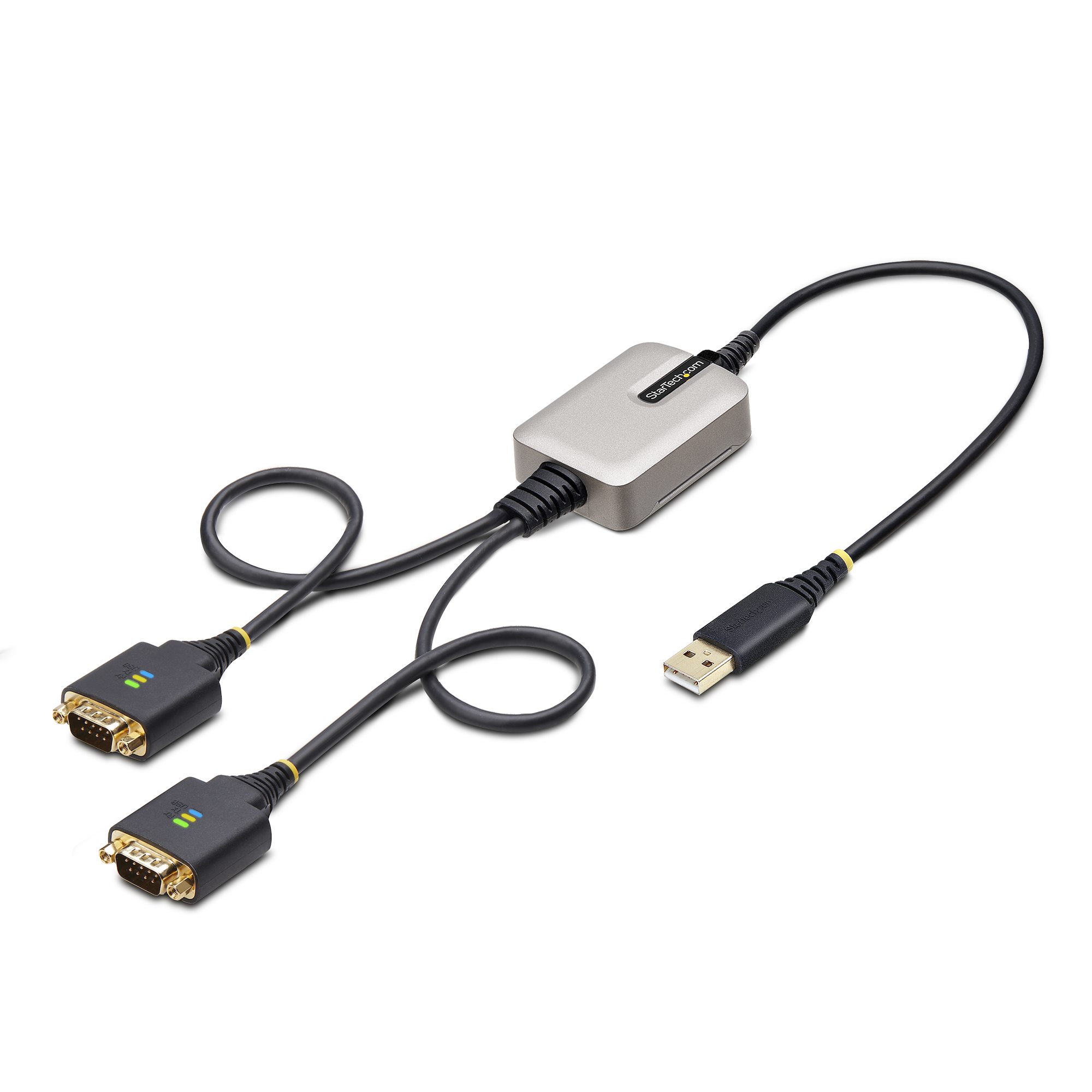 Adaptateur USB vers Série de 2 Ports de 60cm, Vis/Écrous DB9  Interchangeables, COM Rétention, Câble Convertisseur USB-A vers DB9 RS232,  FTDI