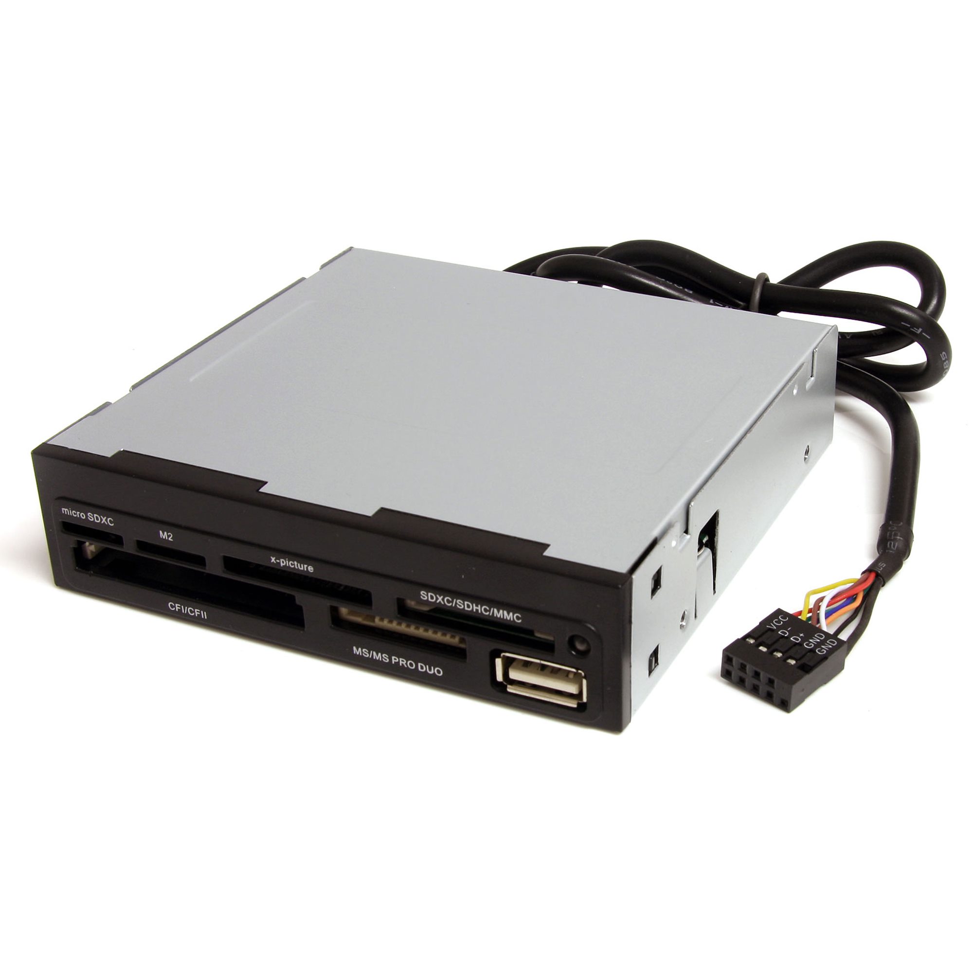 Lecteur de cartes mémoire interne de 3,5 pouces avec port USB 2.0 -  Multicartes 22-en-1 - Noir