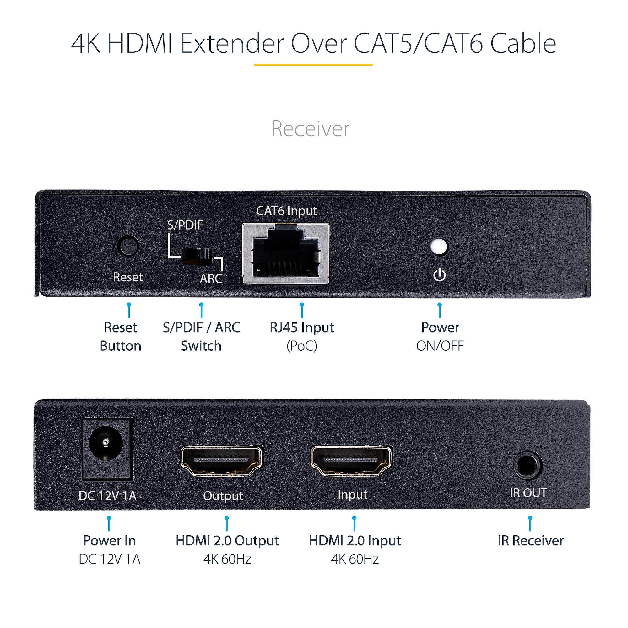 StarTech.com HDMI over CAT6 Extender Kit - 4K 60Hz - HDR - 165 ft