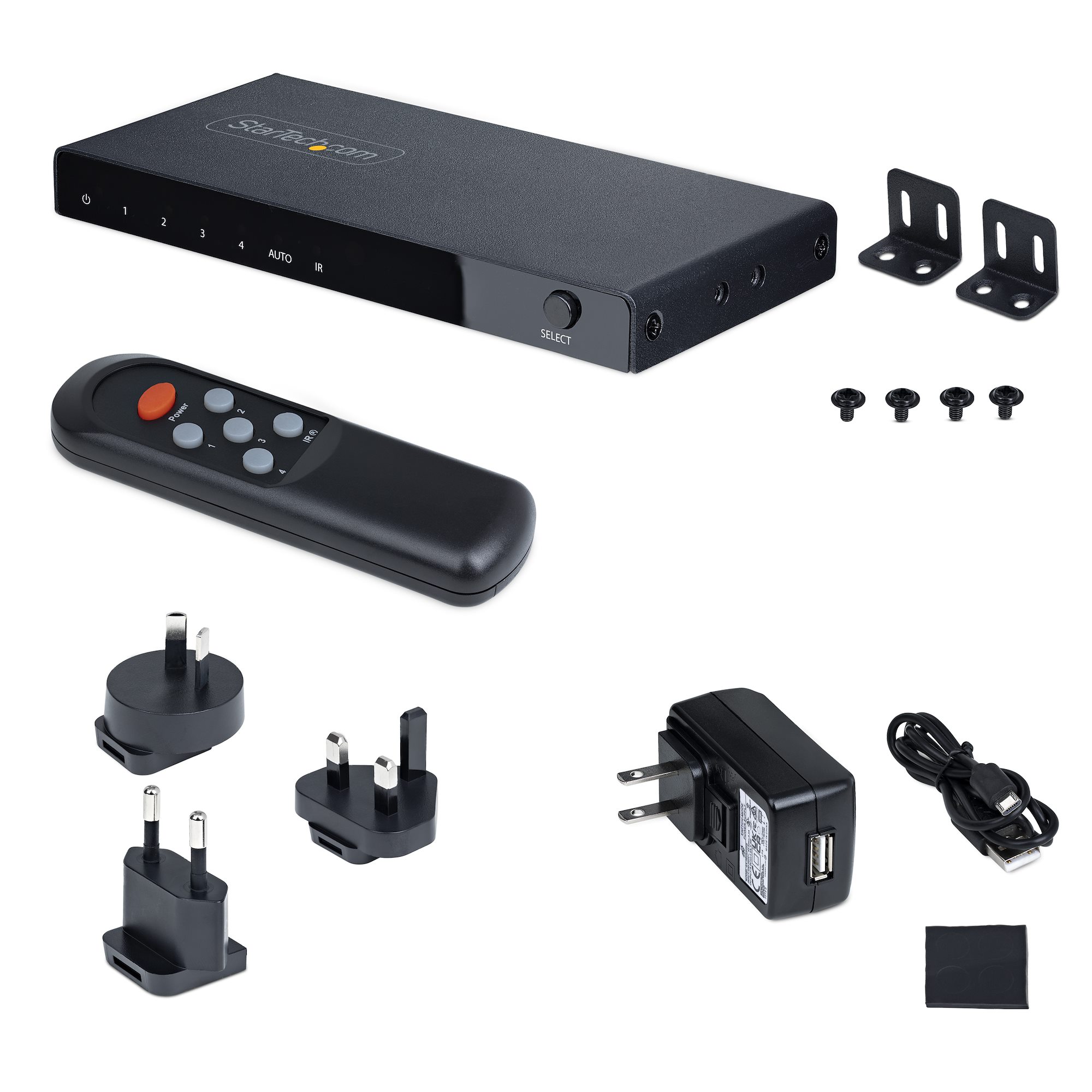 Switch between four HDMI video sources on a single display, with