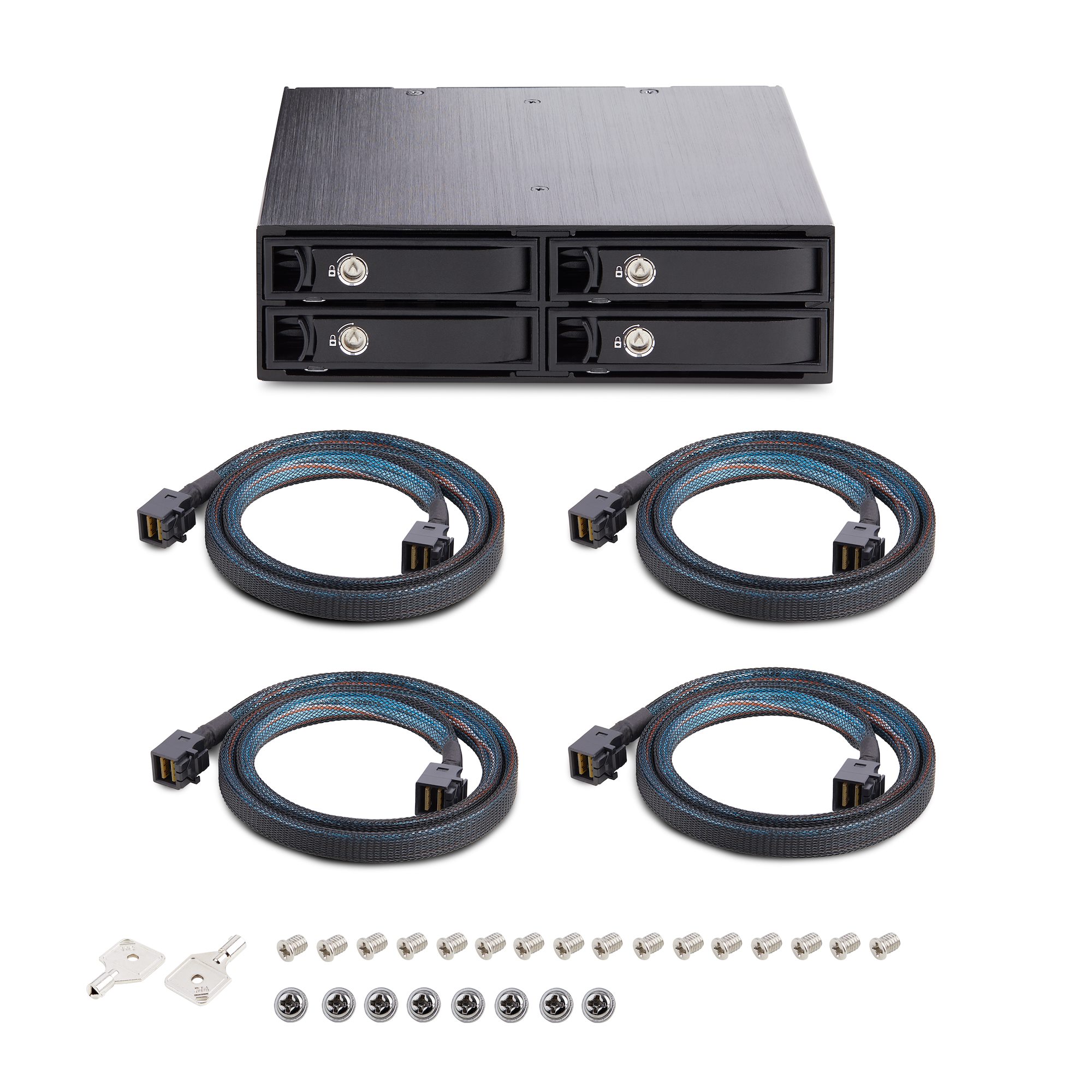 Install four 2.5in U.2 (SFF-8639) NVMe drives into one 5.25in bay