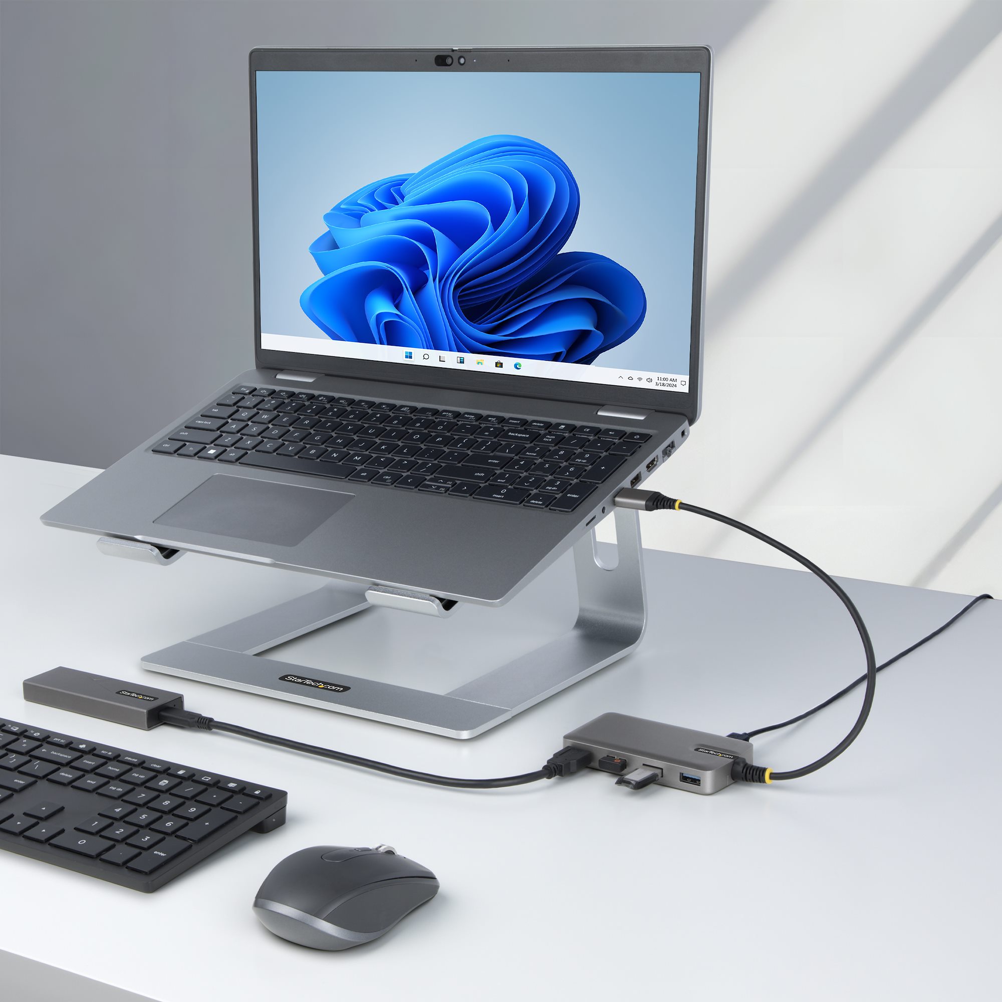 Hub USB 3.0 a 4 porte con cavo da 30 cm, mini splitter USB portatile, per desktop, laptop, flash drive, HDD, console, stampante, PC, tastiere