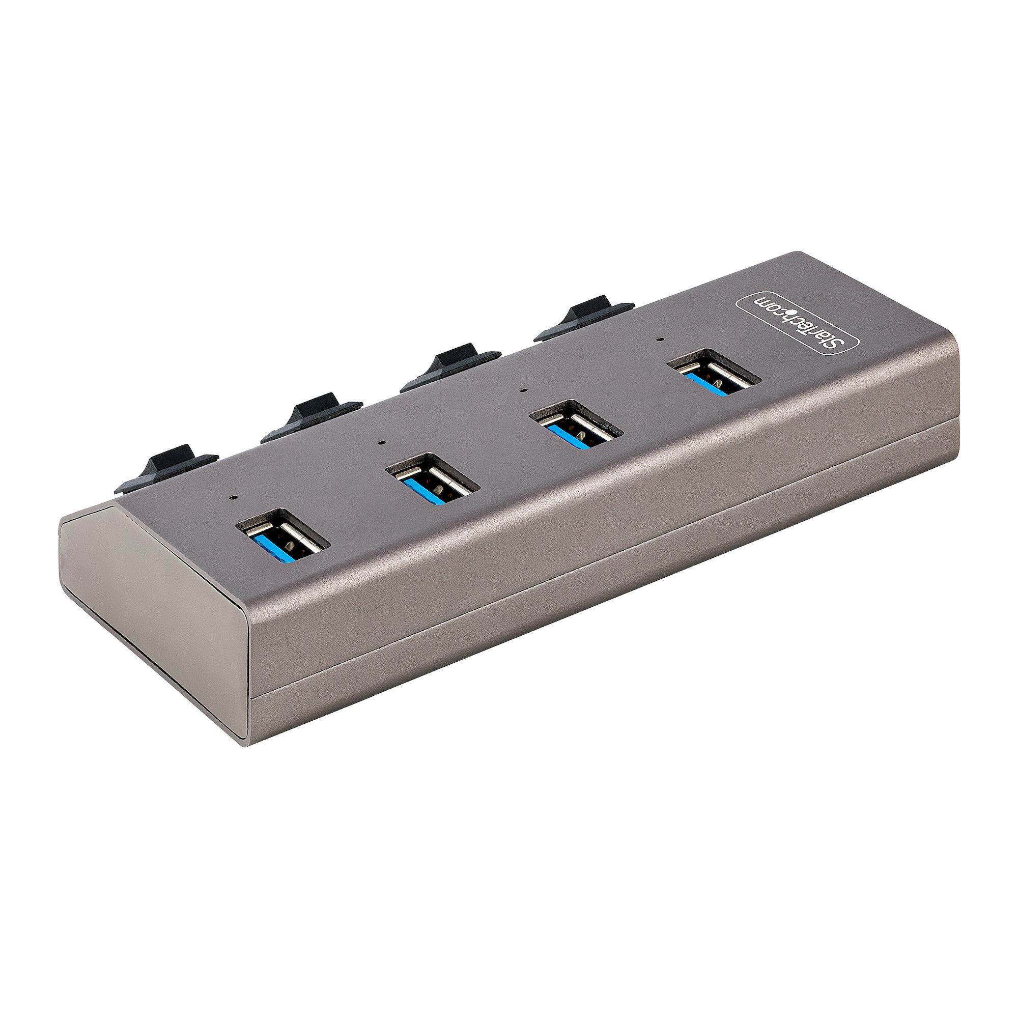 Hub USB-C, hub 7 ports USB-A (4) et USB-C (3), fonction de charge (BC1.2), alimentation  externe (36W), gris sidéral