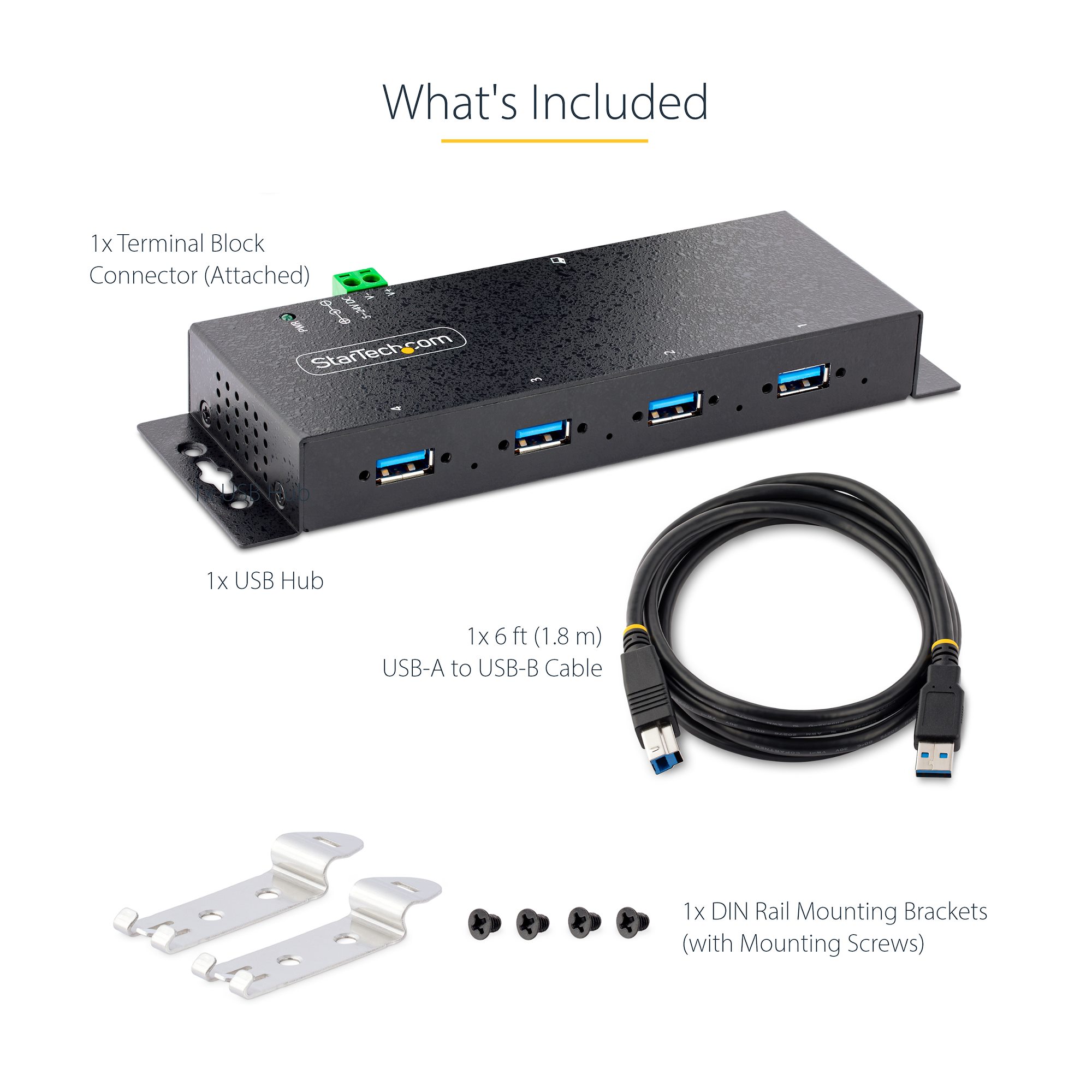 4 Port USB 3.2 Gen 1 Hub w/ Screw-Locking Ports & Status LEDs