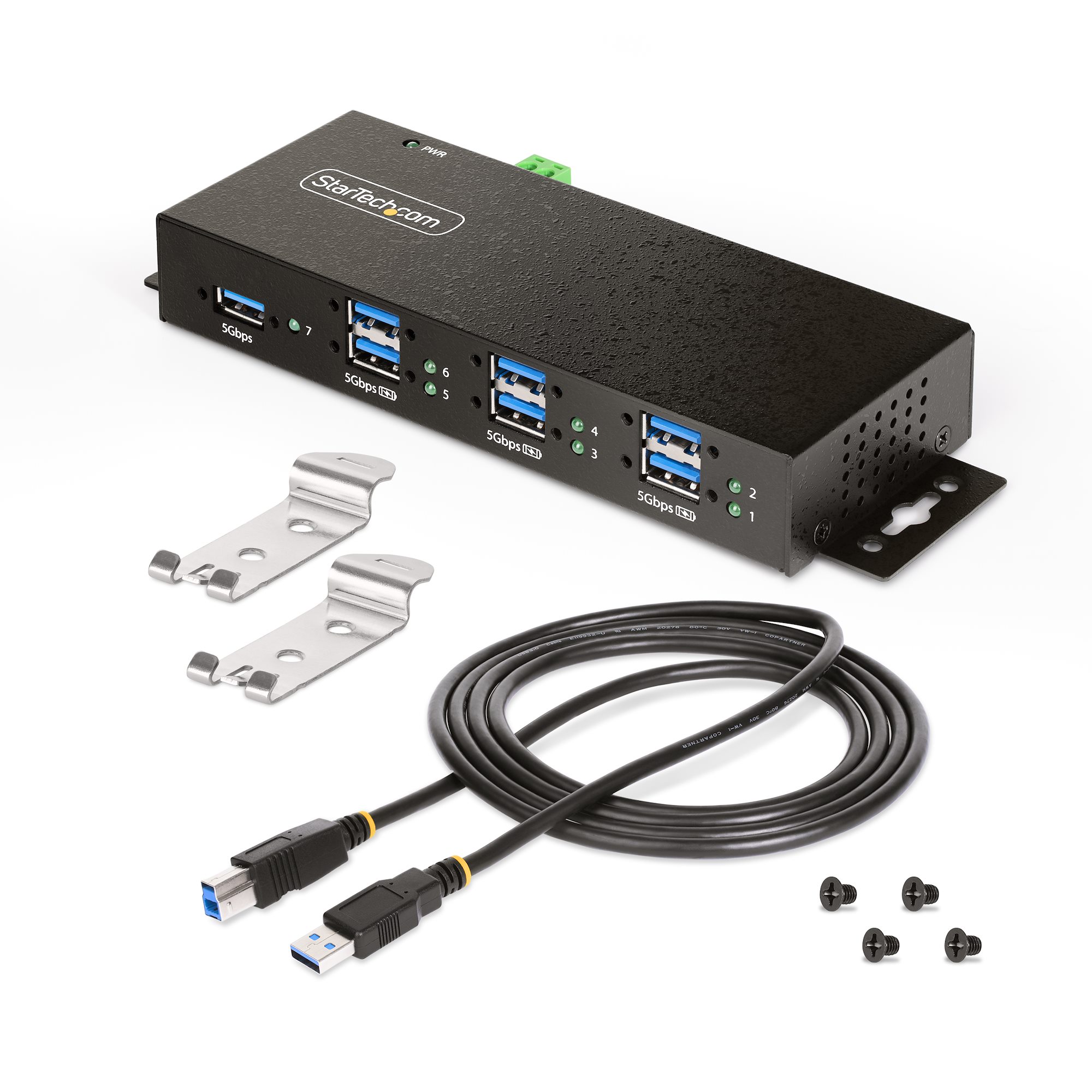LifeGoods Hub USB 3.0 - 7 Portes - 5Gbps - externe Alimentation - LED Blauw  - Zwart