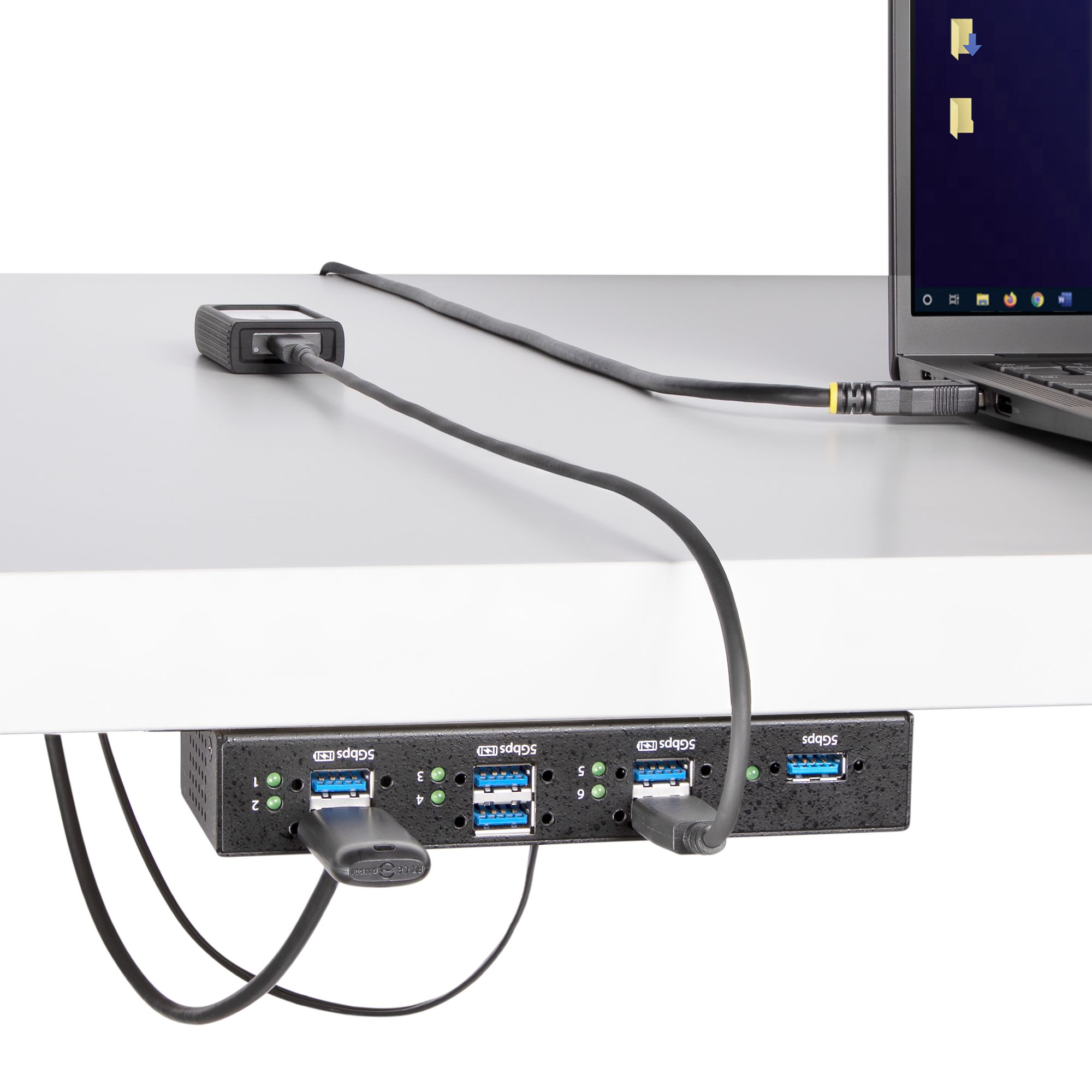 Hama 7-Port USB Hub With Power Adapter - 7x USB-A Ports, Includes USB-C Adapter, Aluminum Case