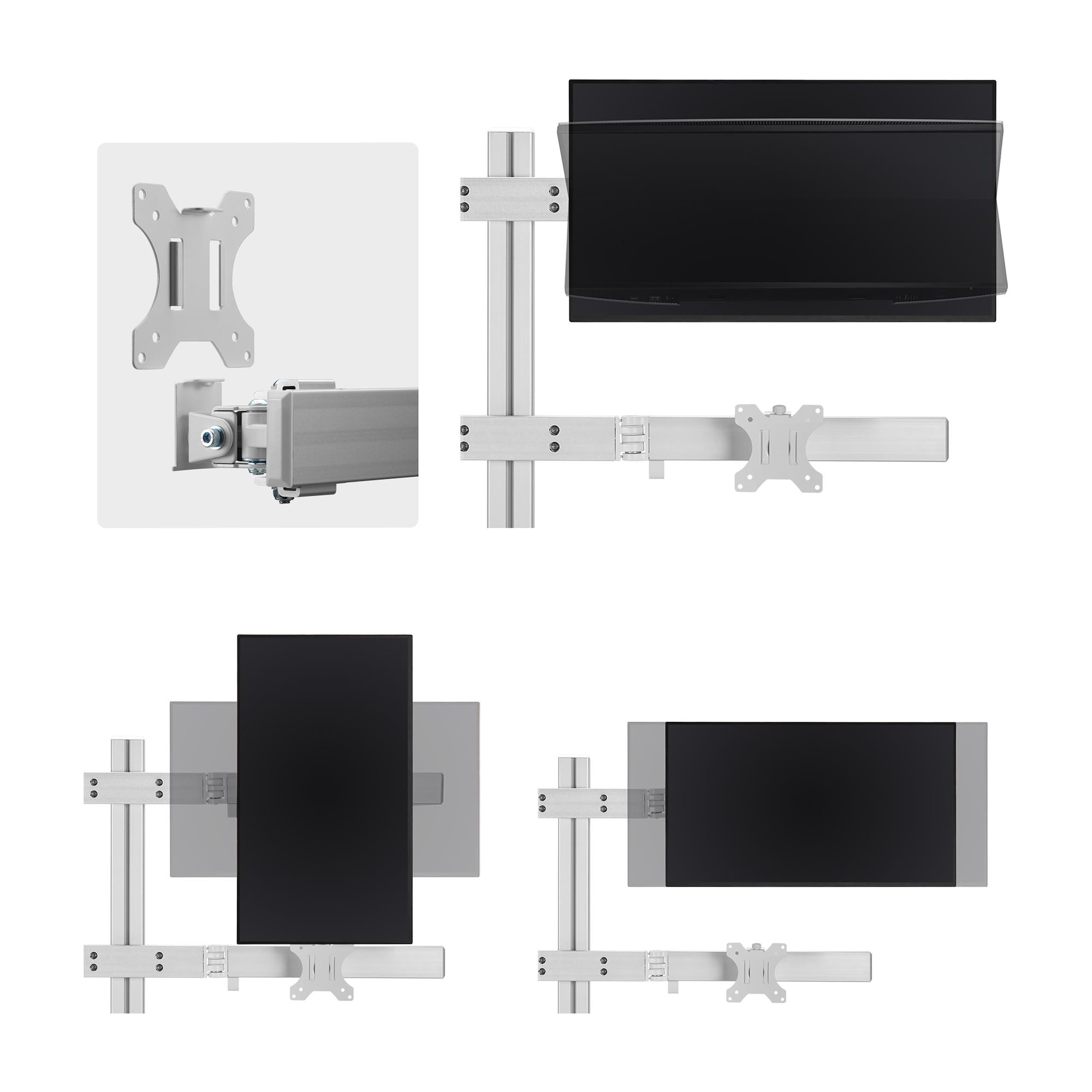 Six-Monitor Desk Mount with Crossbar, Up To 32-inch Computer