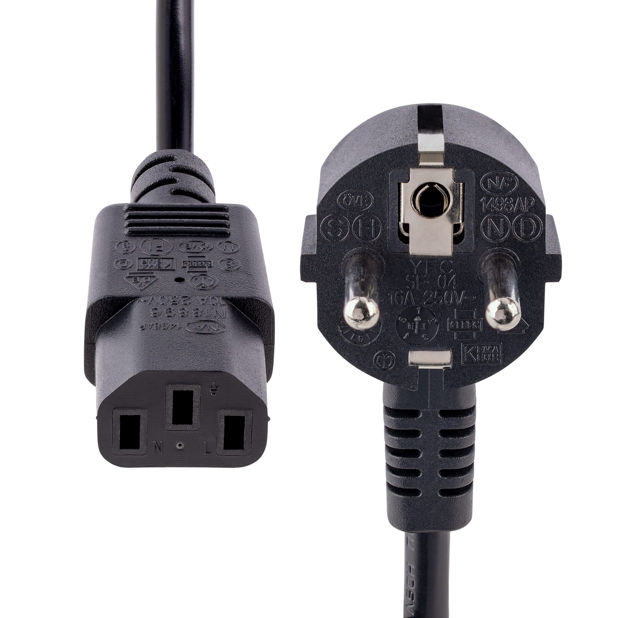 Vhbw 5x Câble d'alimentation cordon électrique Schuko Secteur Prise C13 3  dents 3m coudée pour PC portable, moniteur, imprimante