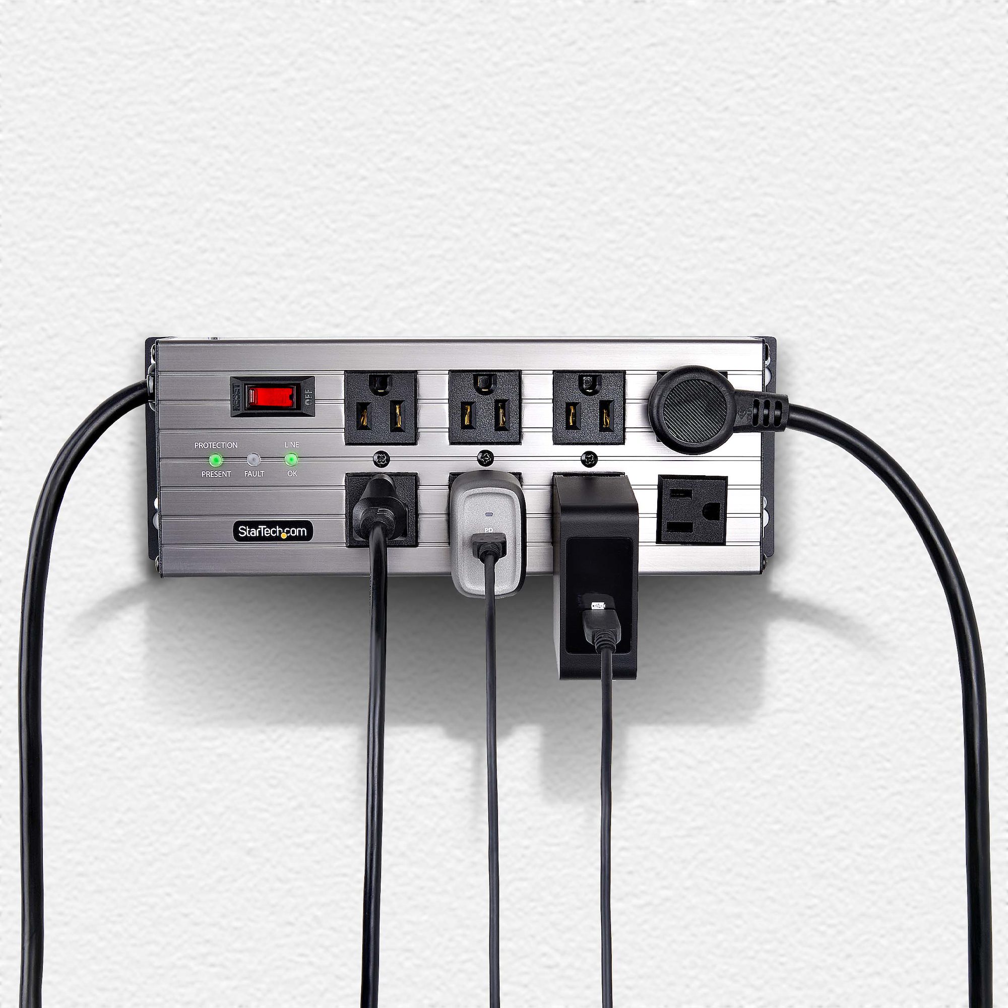 8-Outlet Industrial Power Strip 125V/15A, EMI/RFI Isolation