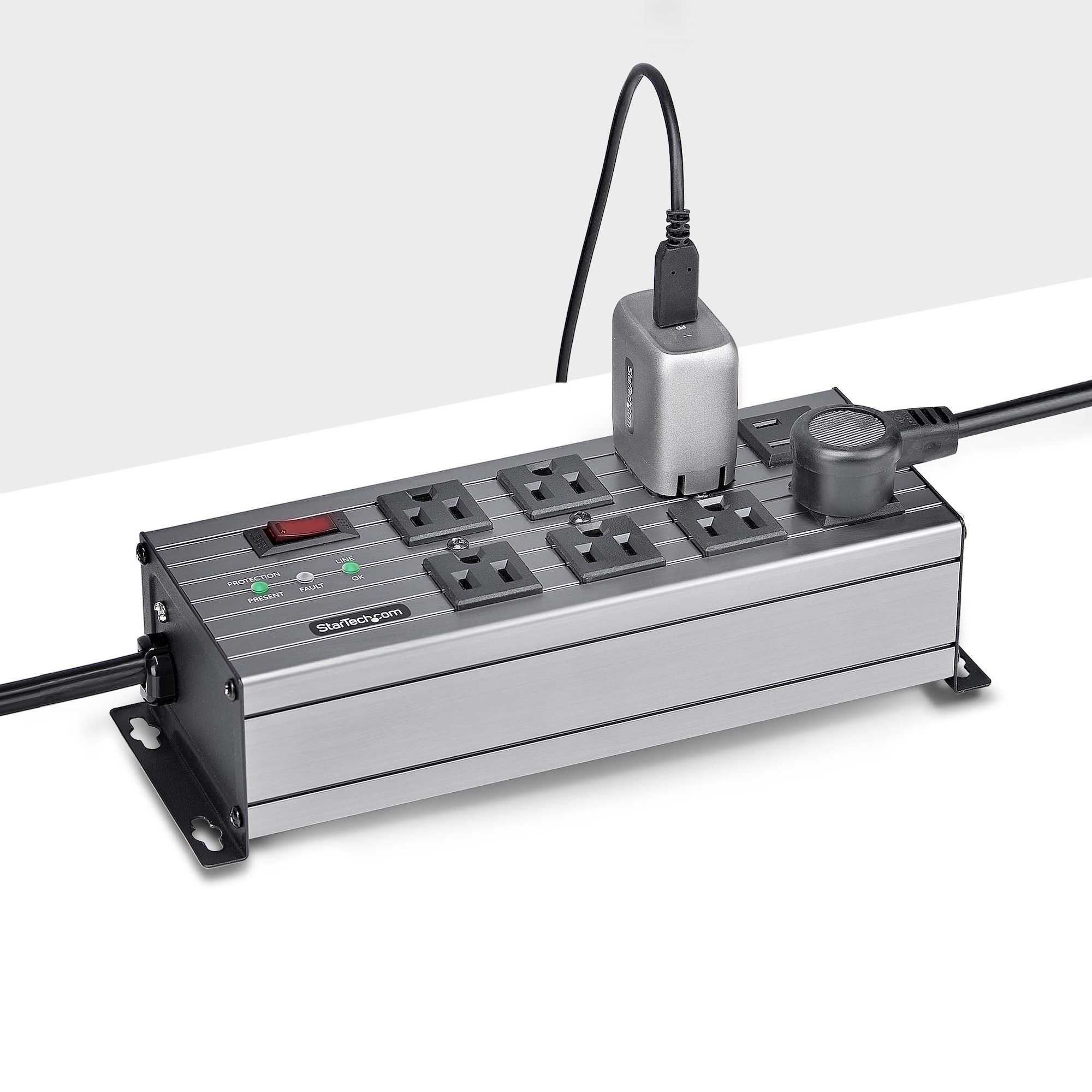 8-Outlet Industrial Power Strip 125V/15A, EMI/RFI Isolation