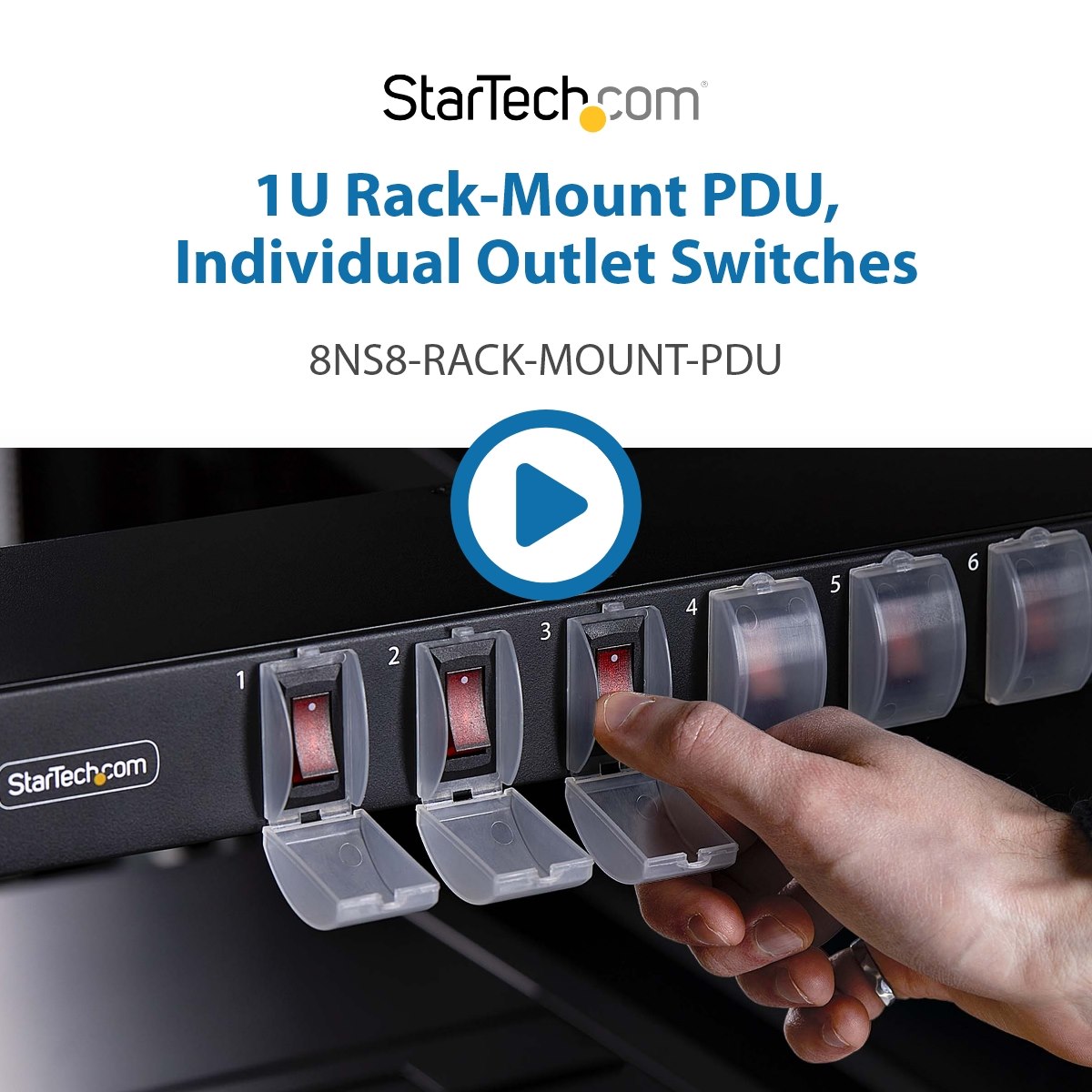 Rack Mount PDU 8 Outlet 1U Power Strip - Surge Protected, 120V/15A, 6ft ...