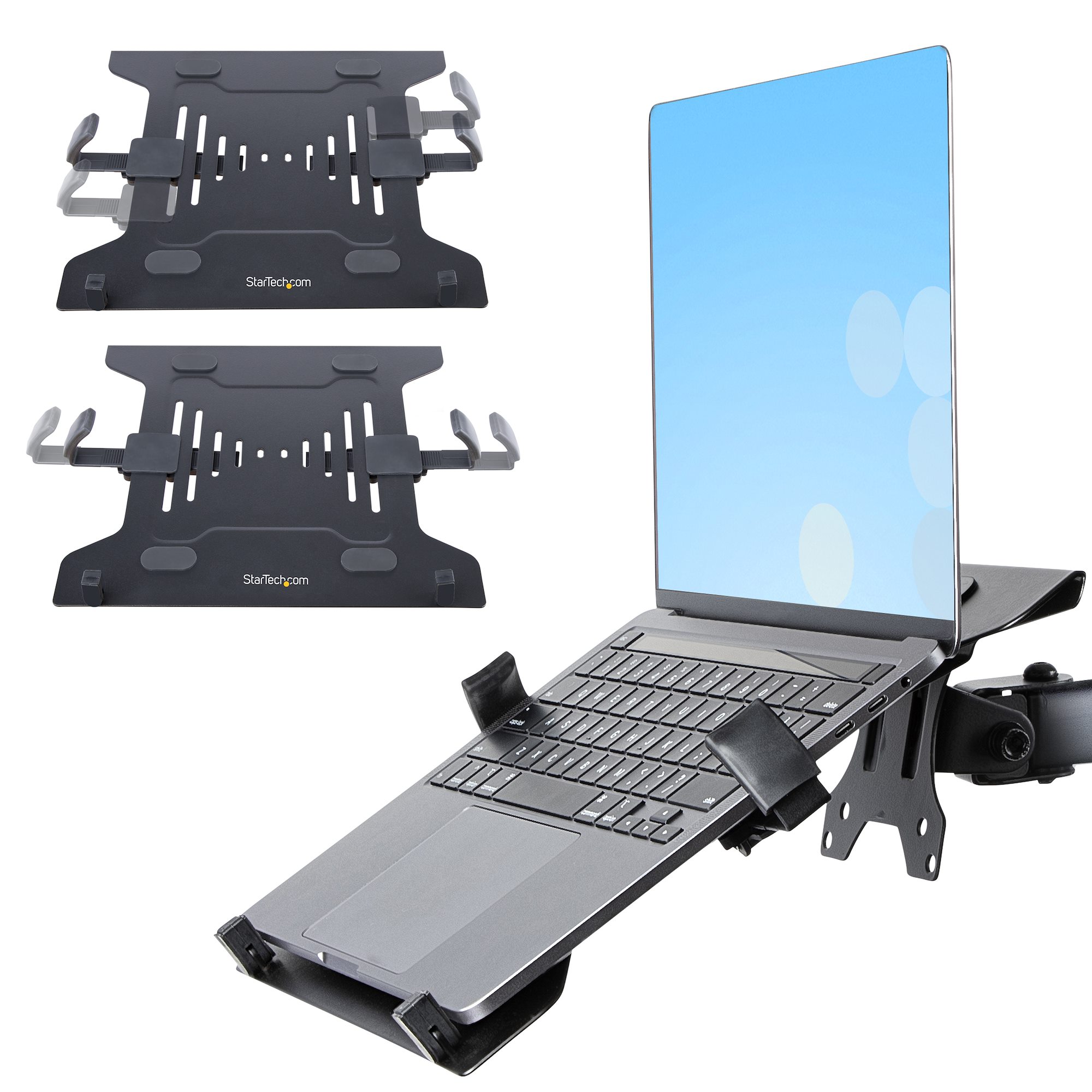 StarTech.com VESA Laptop Tray, Adjustable Monitor Arm Laptop Tray, Secures  Notebooks up to 4.5kg (9.9lb), 75x75 & 100x100 VESA, Ventilated 
