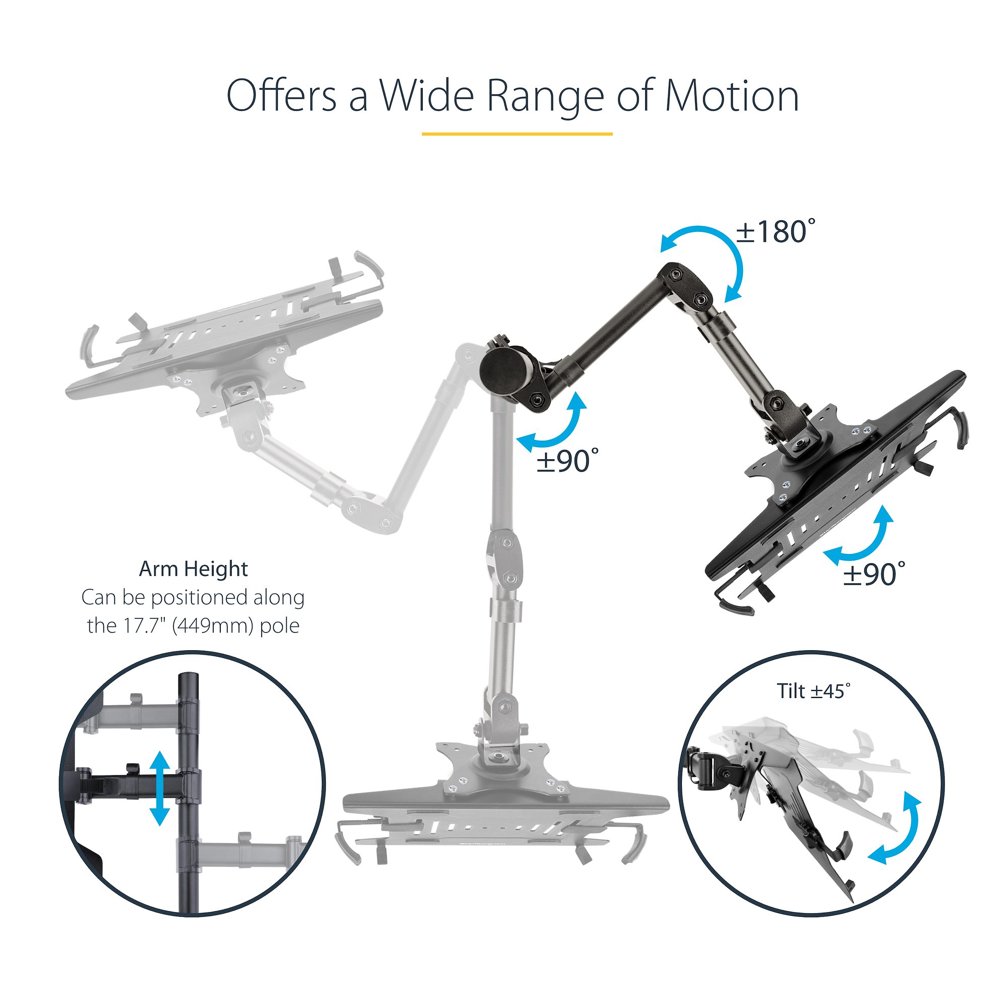Monitor Arm with Laptop Tray, Adjustable - Monitor Mounts, Display Mounts  and Ergonomics