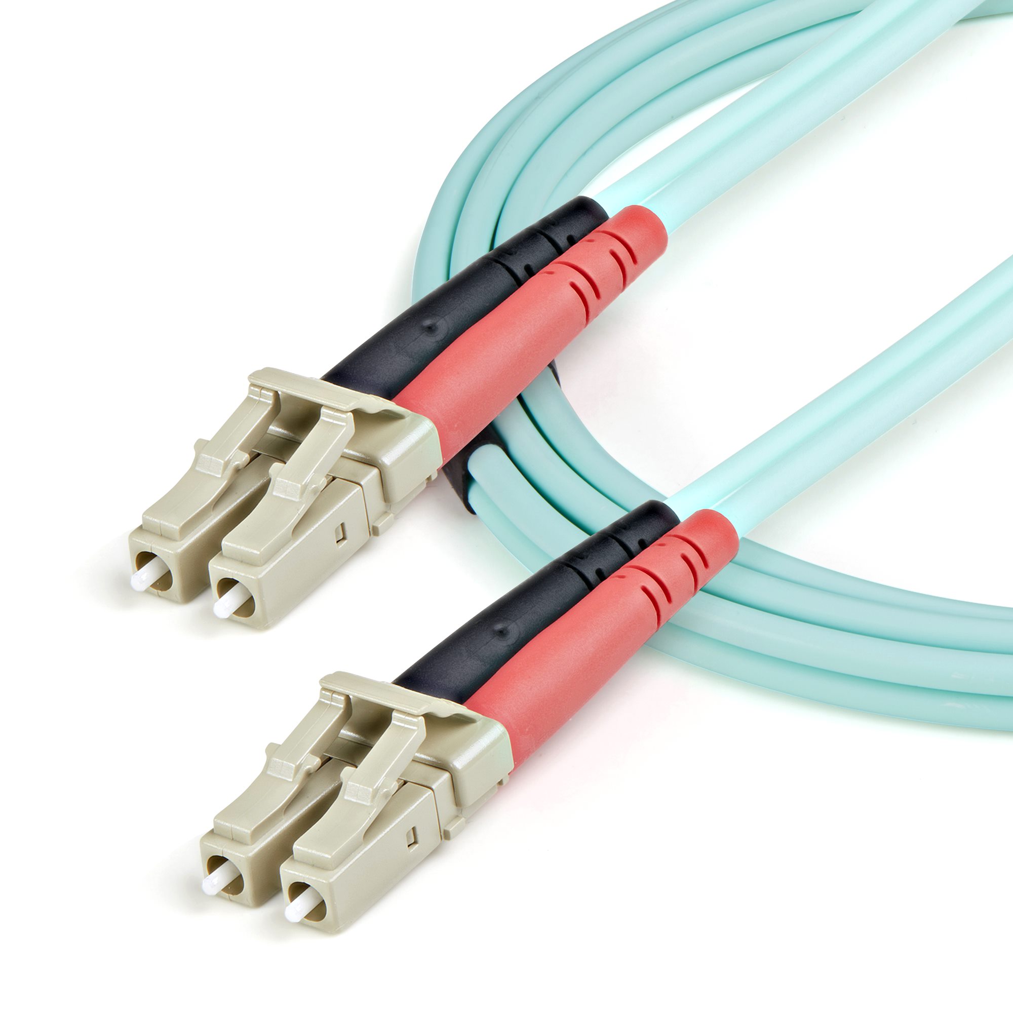 2m OM3 Fibre Optic Cable Duplex Network Patch Lead LSZH ST to ST Multi-Mode Aqua 