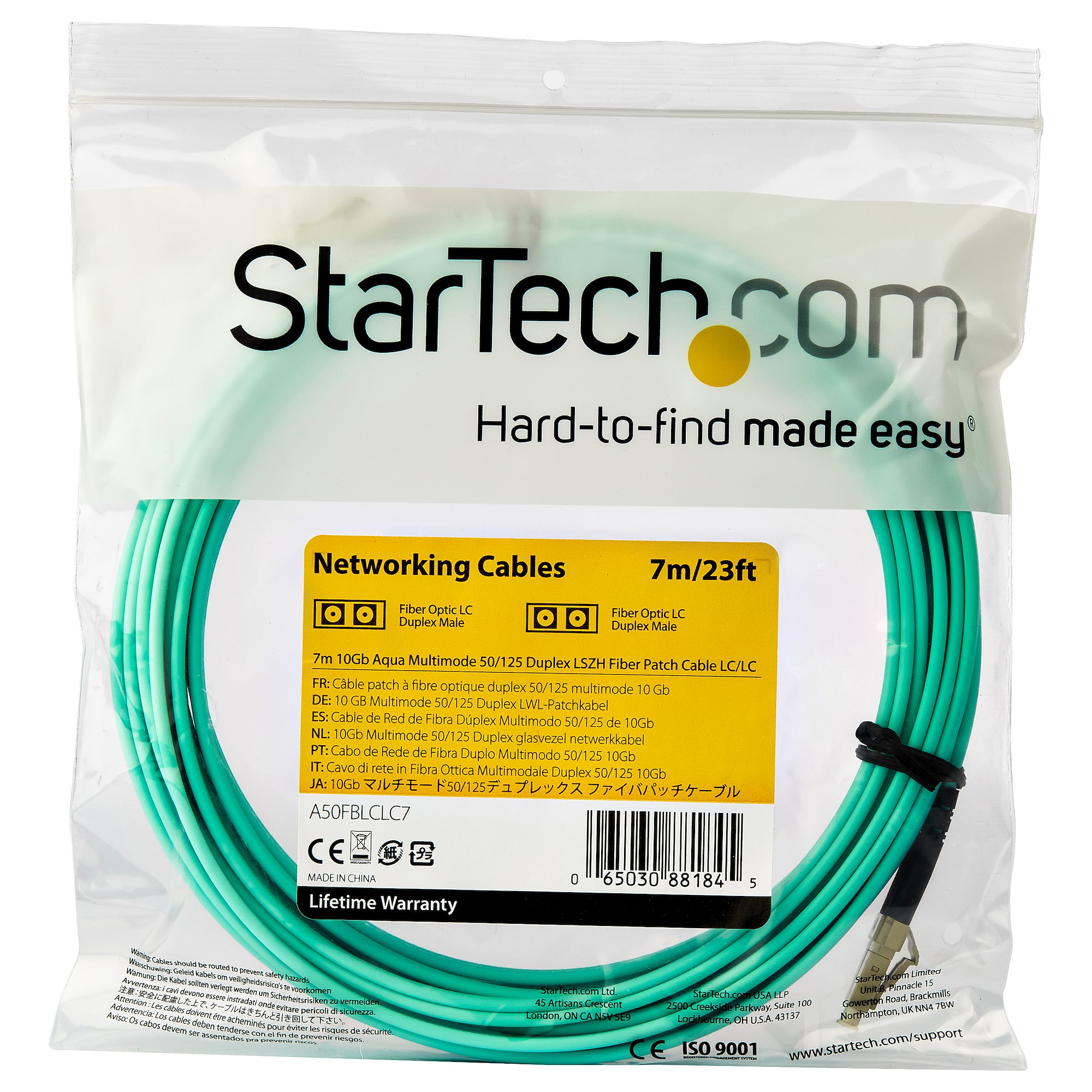 7m OM3 Multimode Fiber Cable, LC/LC UPC - Fiber Optic Cables