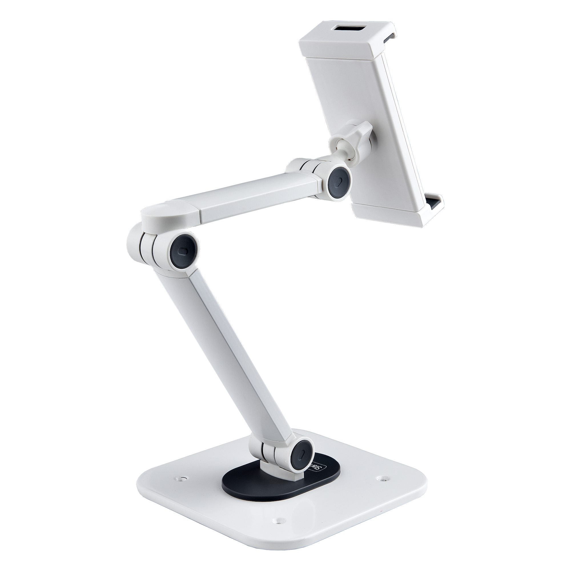 Desk-Mountable Tablet Stand with Articulating Arm for iPad or Android