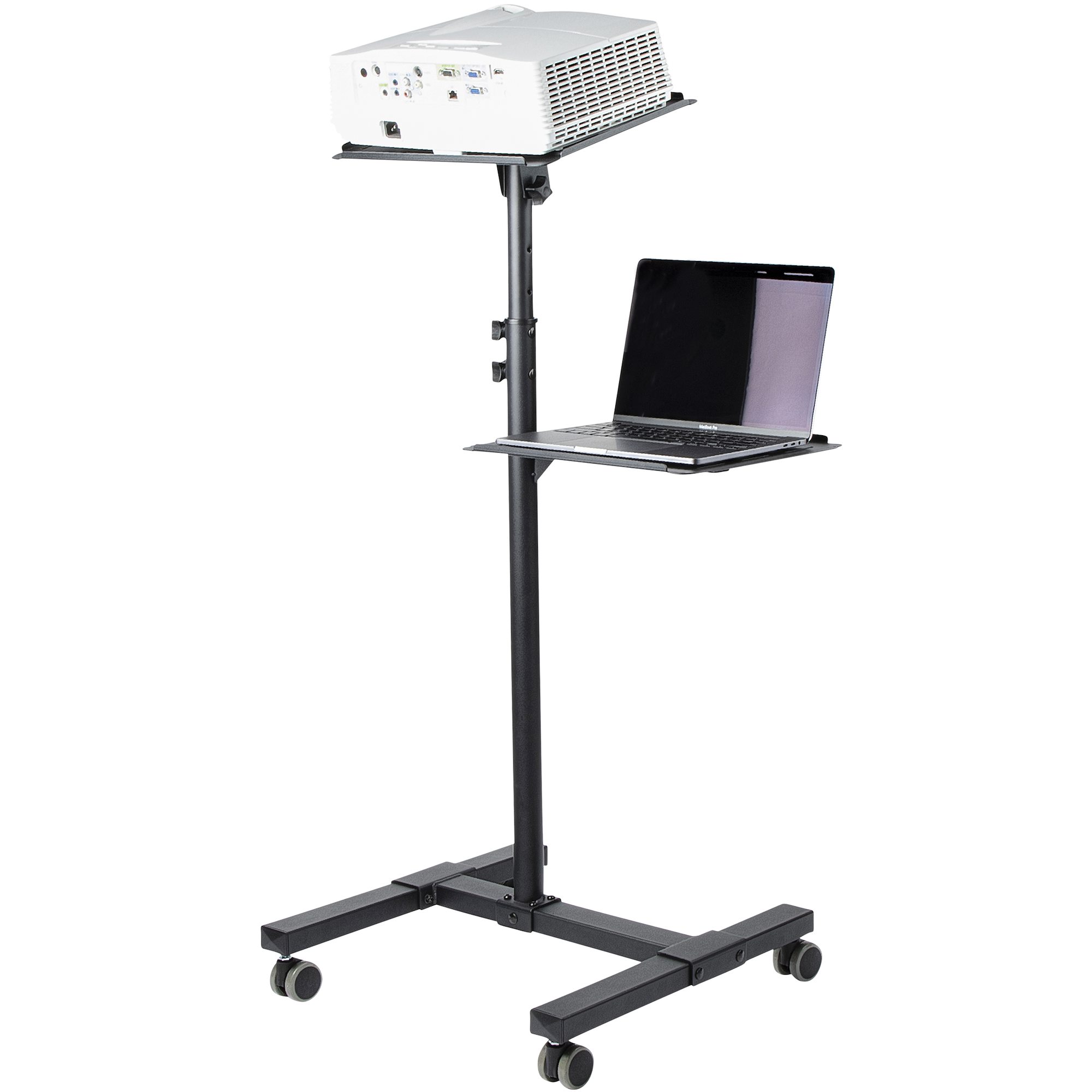 Mobile Projector and Laptop Stand/Cart - Heavy Duty Portable Projector  Stand (2 Shelves, hold 22lb/10kg each) - Height Adjustable Rolling  Presentation 