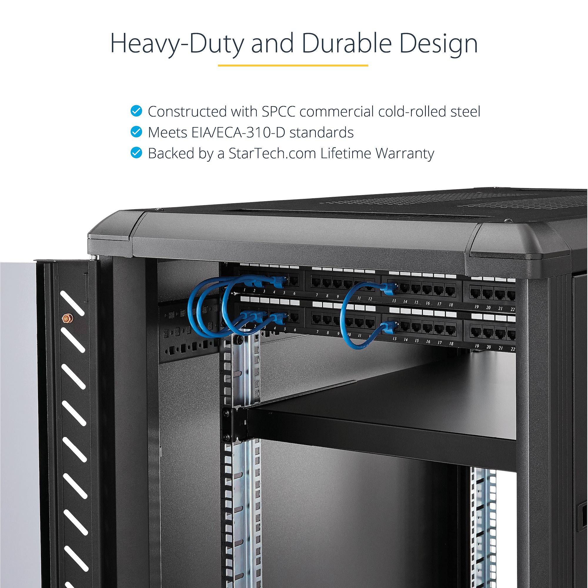 1U 4-Post Adjustable Server Rack Mount Shelf - 330lbs(150 kg) - 19.5 to  38in Adjustable Mounting Depth Universal Tray for 19