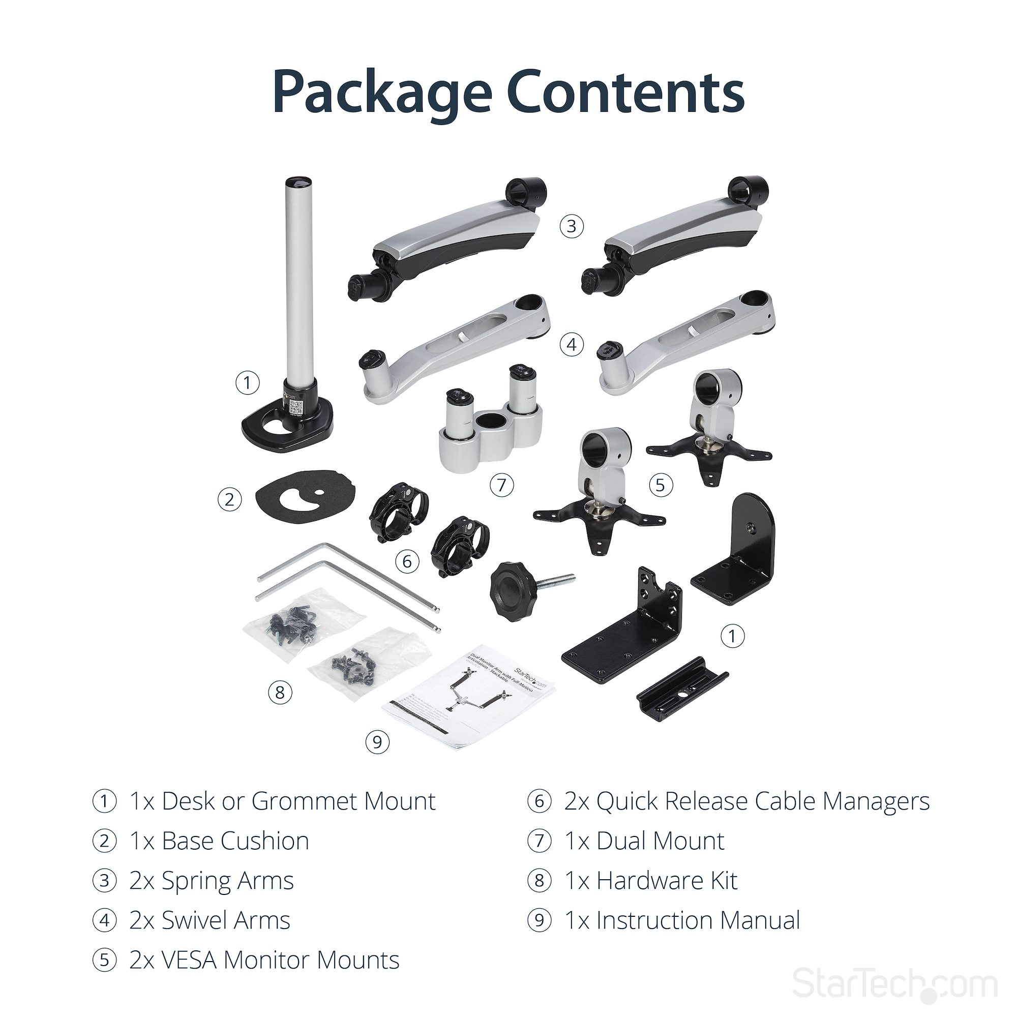 Desk-Mount Dual Monitor Arm - Full Motion Articulating