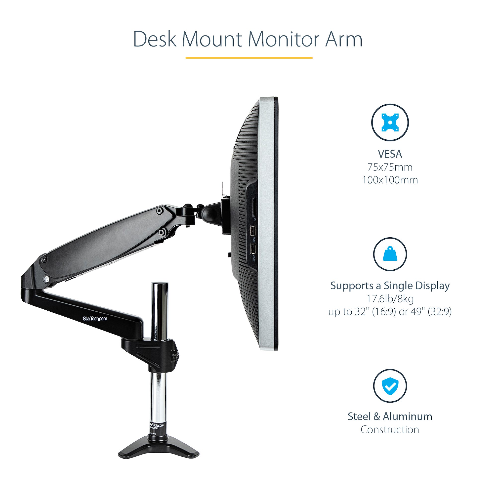 Desk Mount Monitor Arm for 32in Display - Monitor Mounts | Display