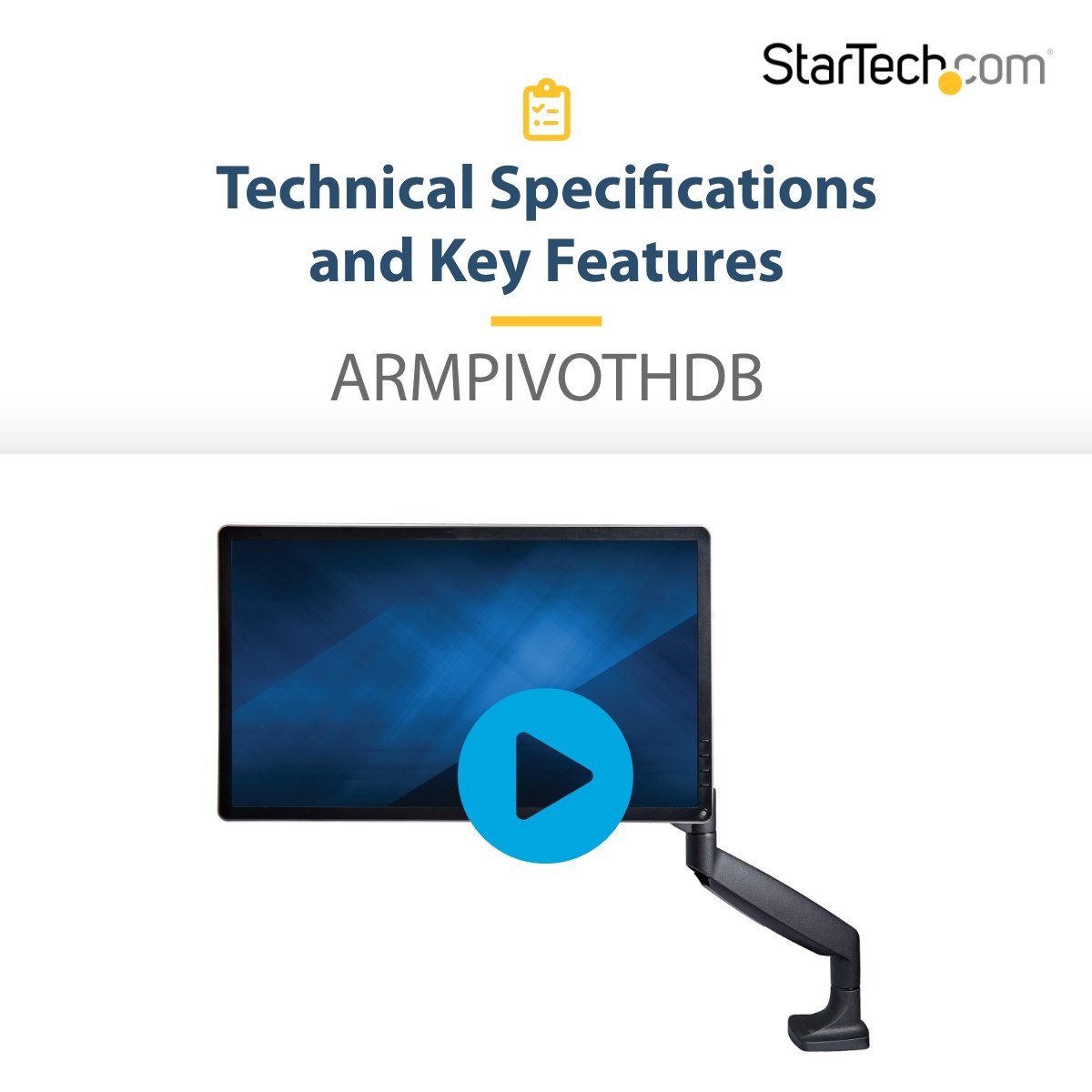StarTech.com Bras articulé pour 2 moniteurs avec gestion de câbles et  hauteur ajustable - Support de bureau double écran LCD / LED (ARMDUAL), Montages d'équipement audio et vidéo