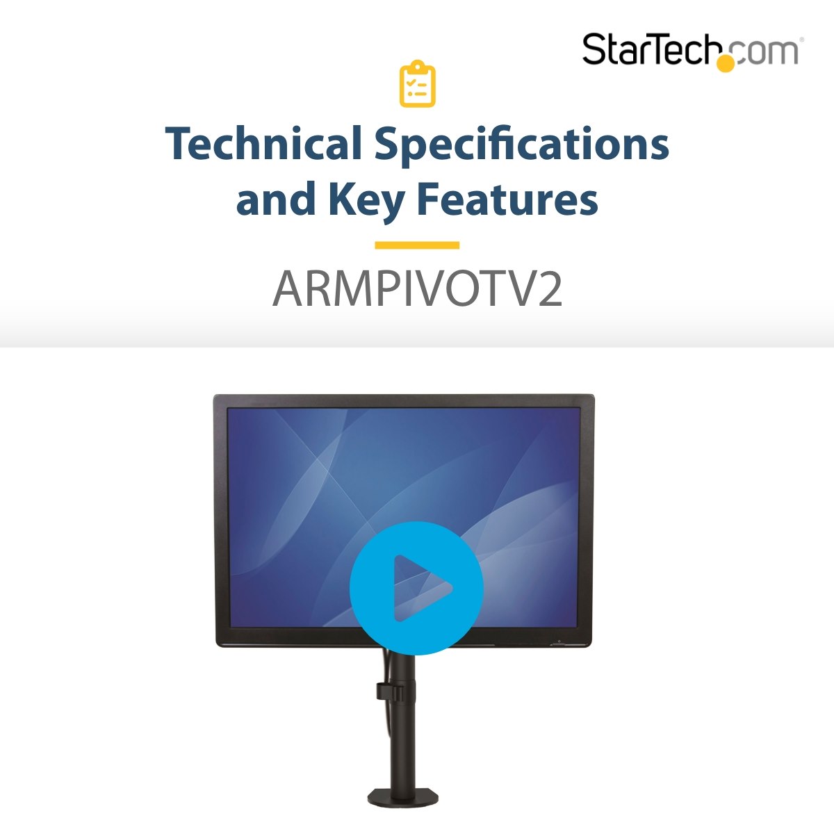 StarTech.com Tisch Monitorhalterung für einen VESA Monitor bis zu 81,30cm  32 oder 124,50cm 49 Ultrawide 8kg ARMPIVOTE2