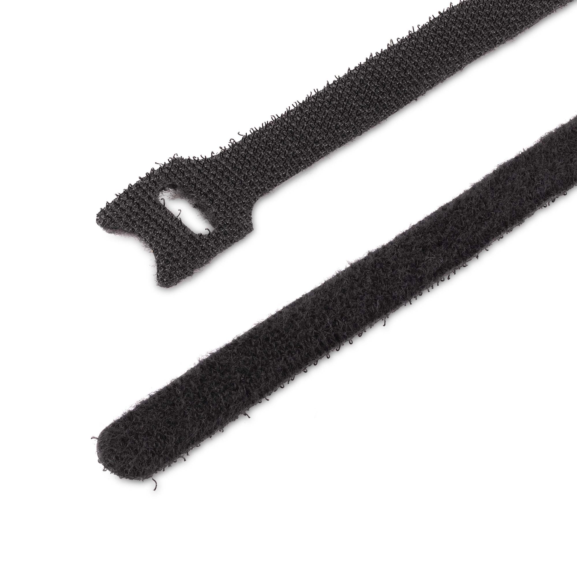 6 Inch Black Hook and Loop Cable Tie Roll - 100 Pack