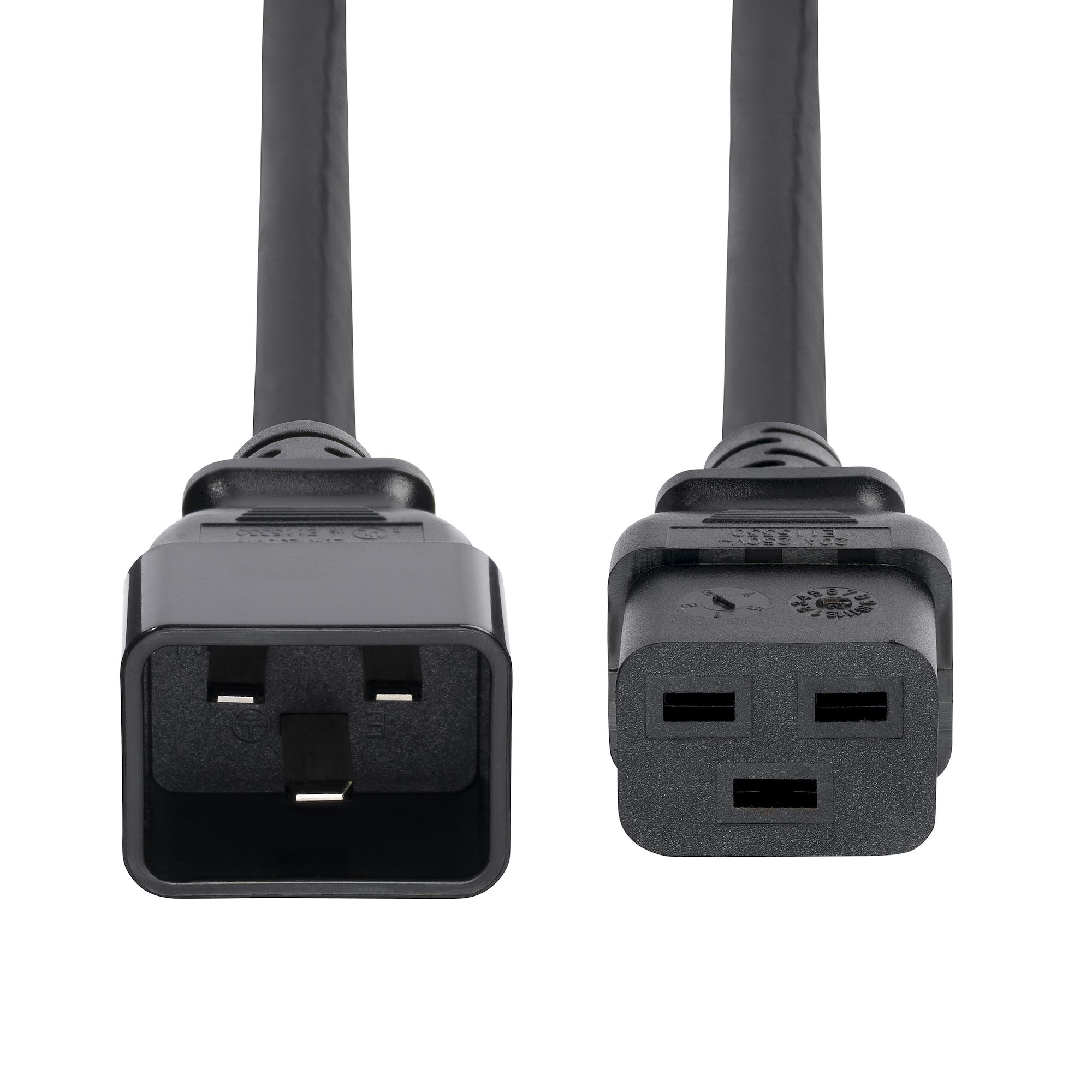 2ft (60cm) Heavy Duty Extension Cord, C19 to C20 Black Extension