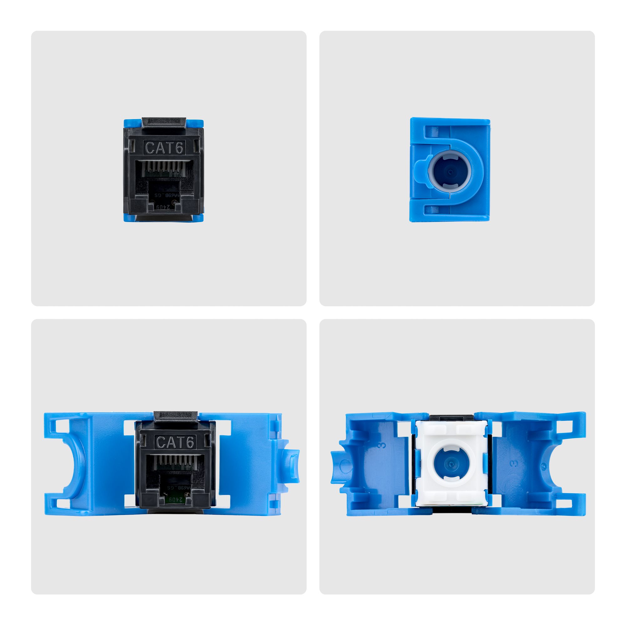 CAT6対応、24個セット、UTP非シールド、工具不要、180度配線、ブラック
