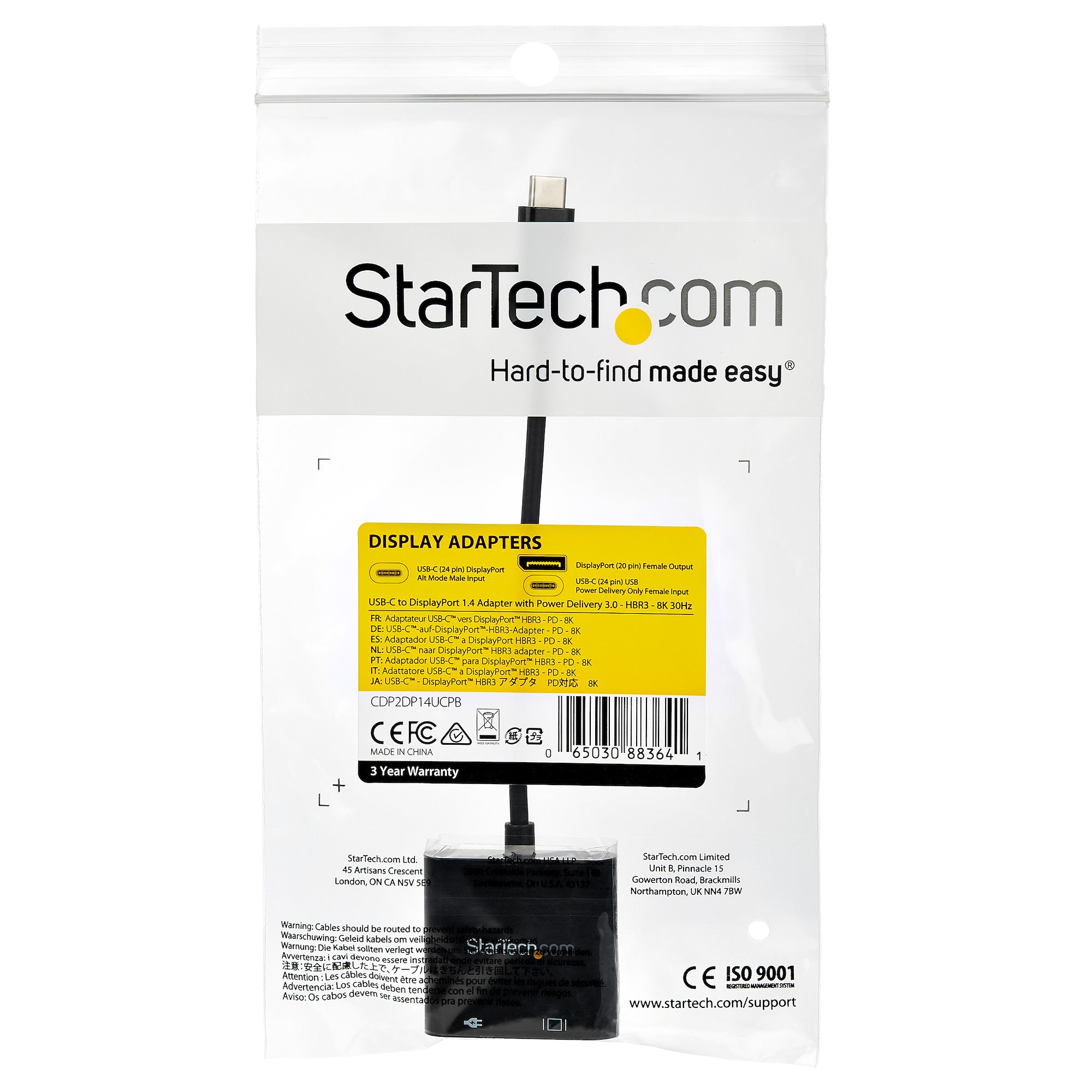 StarTech.com USB C to DisplayPort Adapter with Power Delivery - 8K/4K USB  Type-C to DP 1.4 Converter