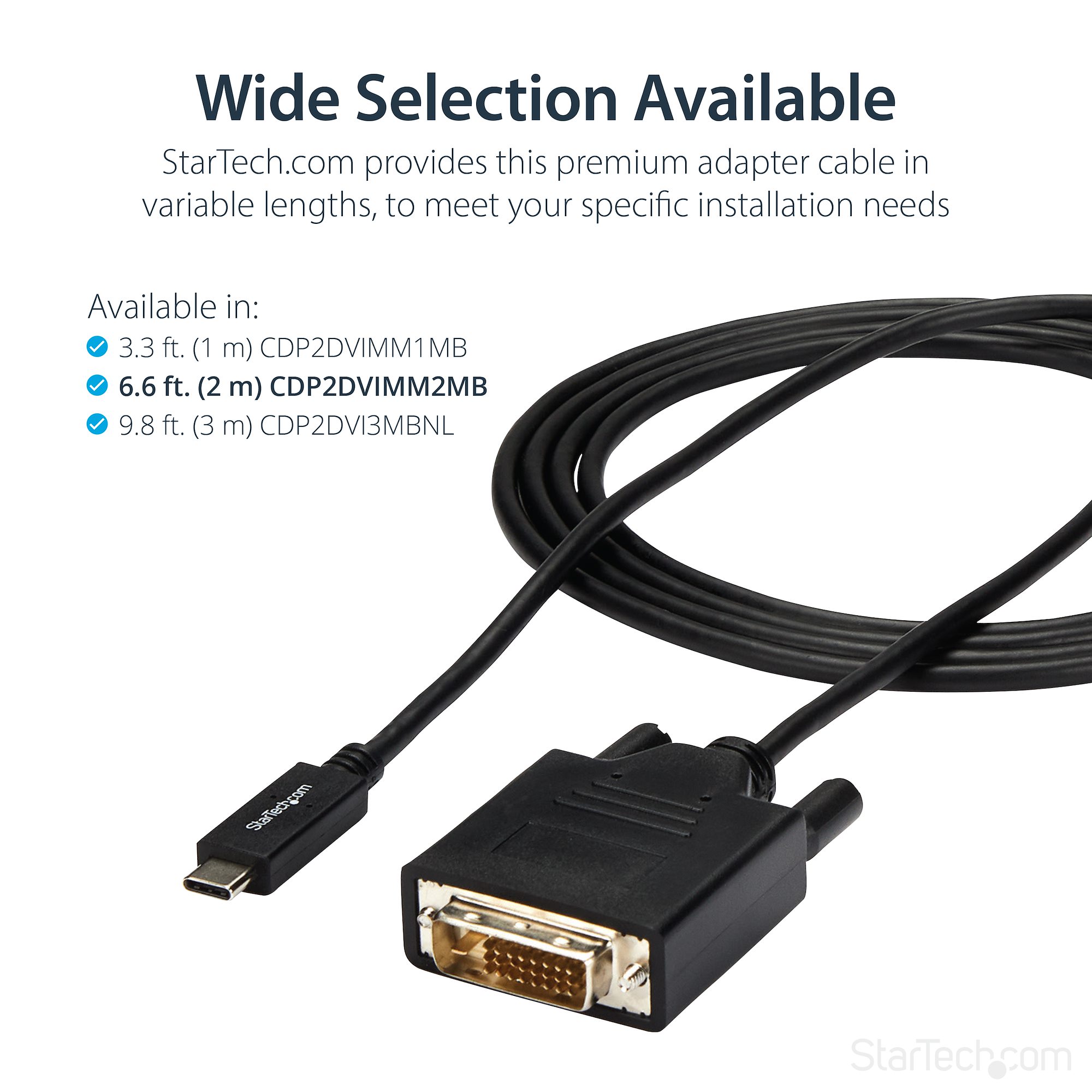 6.6 ft (2m) USB-C to DVI Cable - 1920 x 1200 - Black