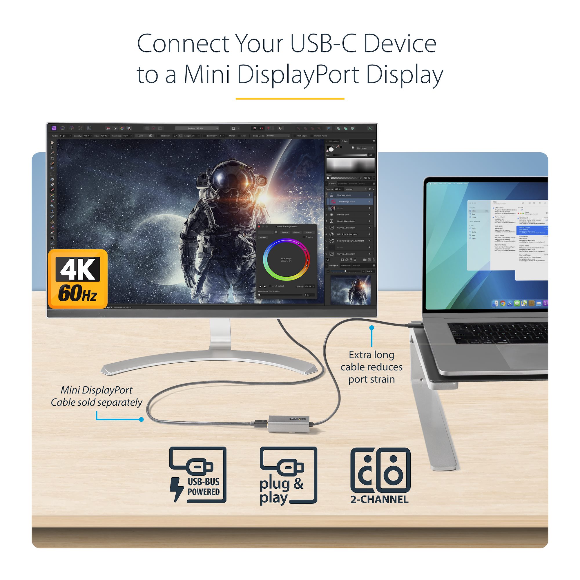 Cavo USB C A DisplayPort 4K@60Hz 1,8 Mt – Adattatore Tipo C A DP Per MacBook, Dell XPS, IPad Pro