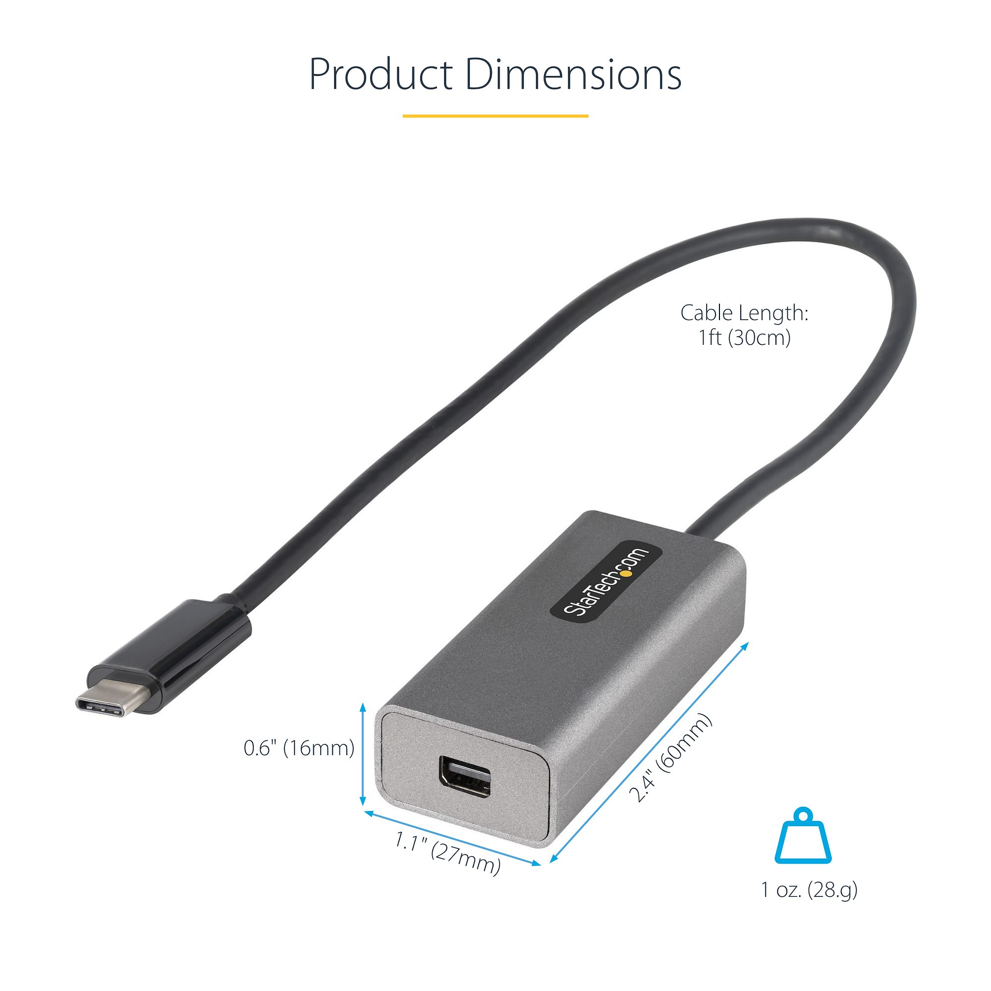 USB-C - Mini DisplayPortアダプタ／4K／30cmケーブル - USB-Cビデオアダプタ | StarTech.com 日本