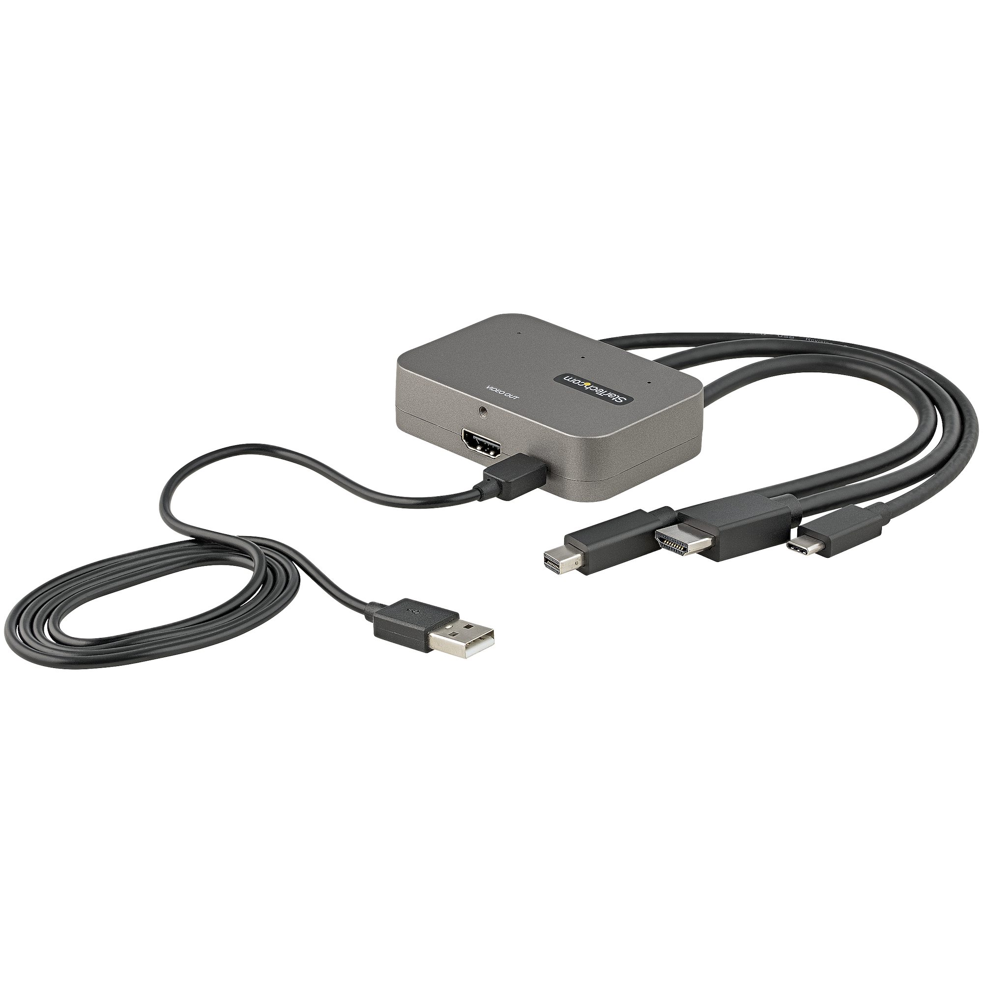 USB-C/Mini DisplayPort/HDMI - HDMI変換アダプター／3入力1出力/4K60Hz／Micro USB  電源ケーブル付属／Thunderbolt 3 対応／ブラック／3-in-1 USB C モニター 変換コネクター／ディスプレイ コンバーター